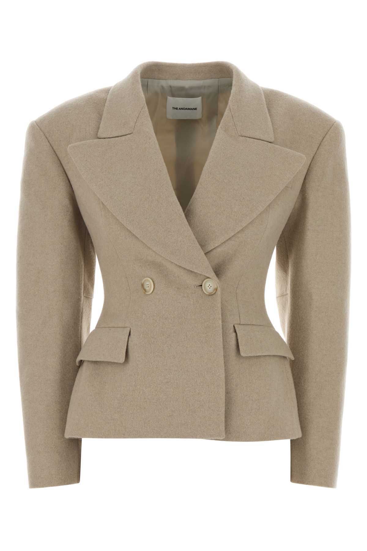 The Andamane Tailored Wool Blazer Structured Shoulders In Neutral