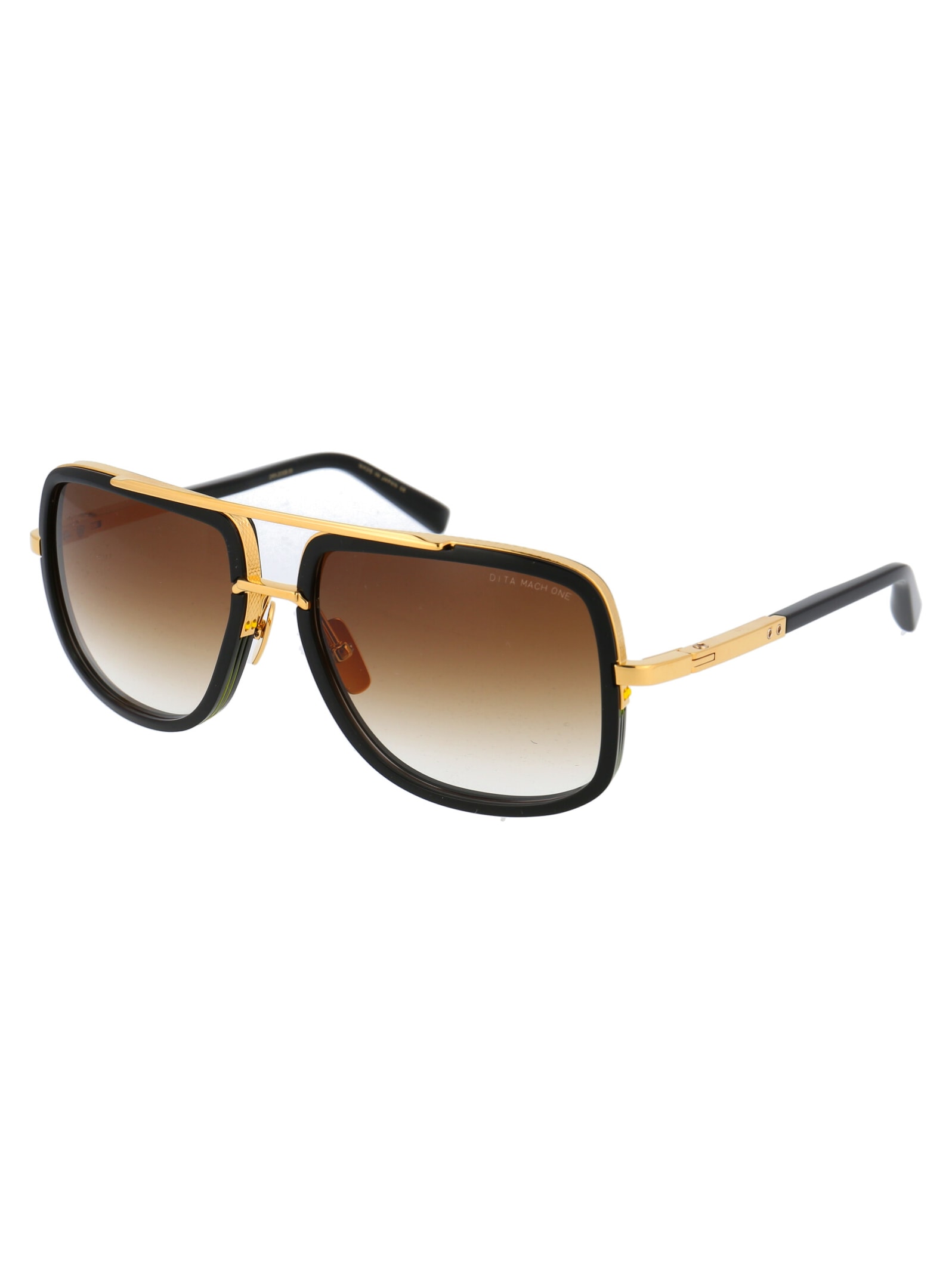 Shop Dita Mach-one Sunglasses In Shiny 18k Gold - Black