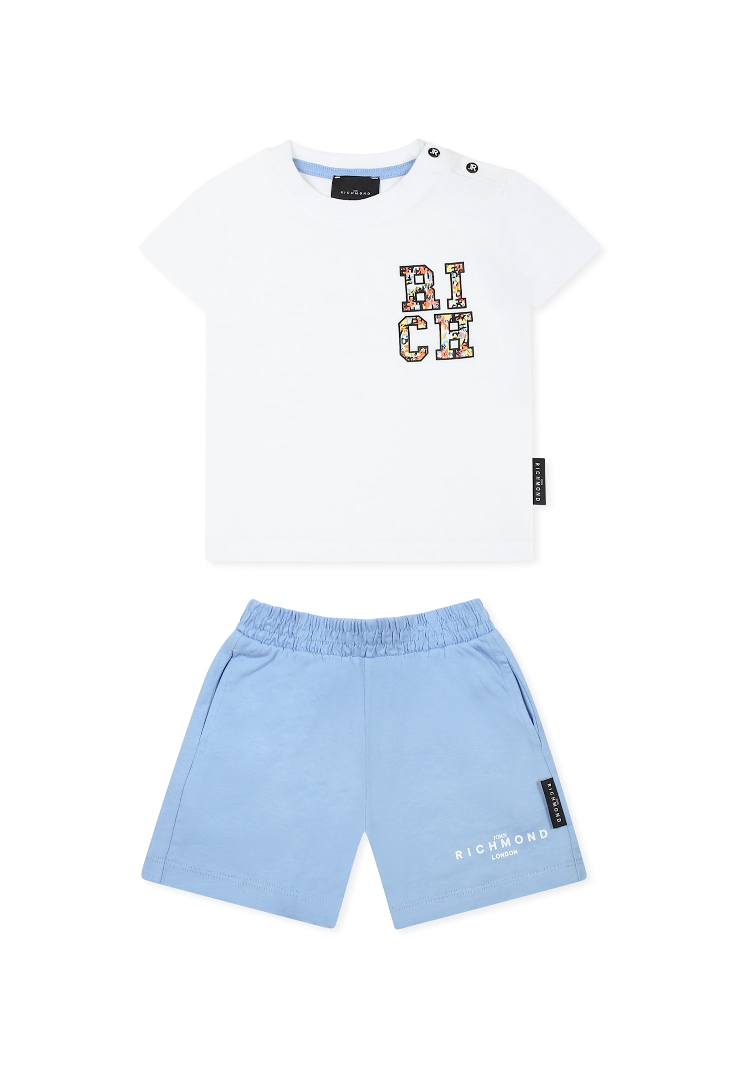 Richmond Light Blue Suit For Baby Boy With Logo In Light Blue