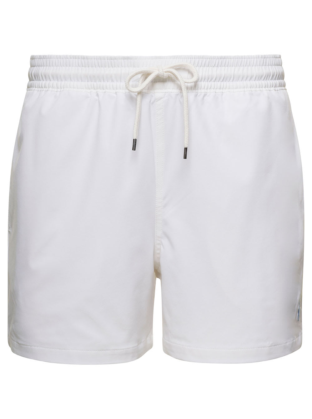 Shop Polo Ralph Lauren White Swim Trunks With Embroidered Logo And Logo Patch In Nylon Man