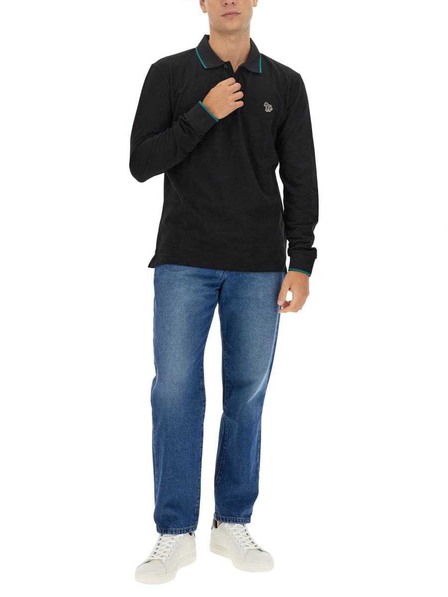 Shop Ps By Paul Smith Polo Shirt With Zebra Patch In Black