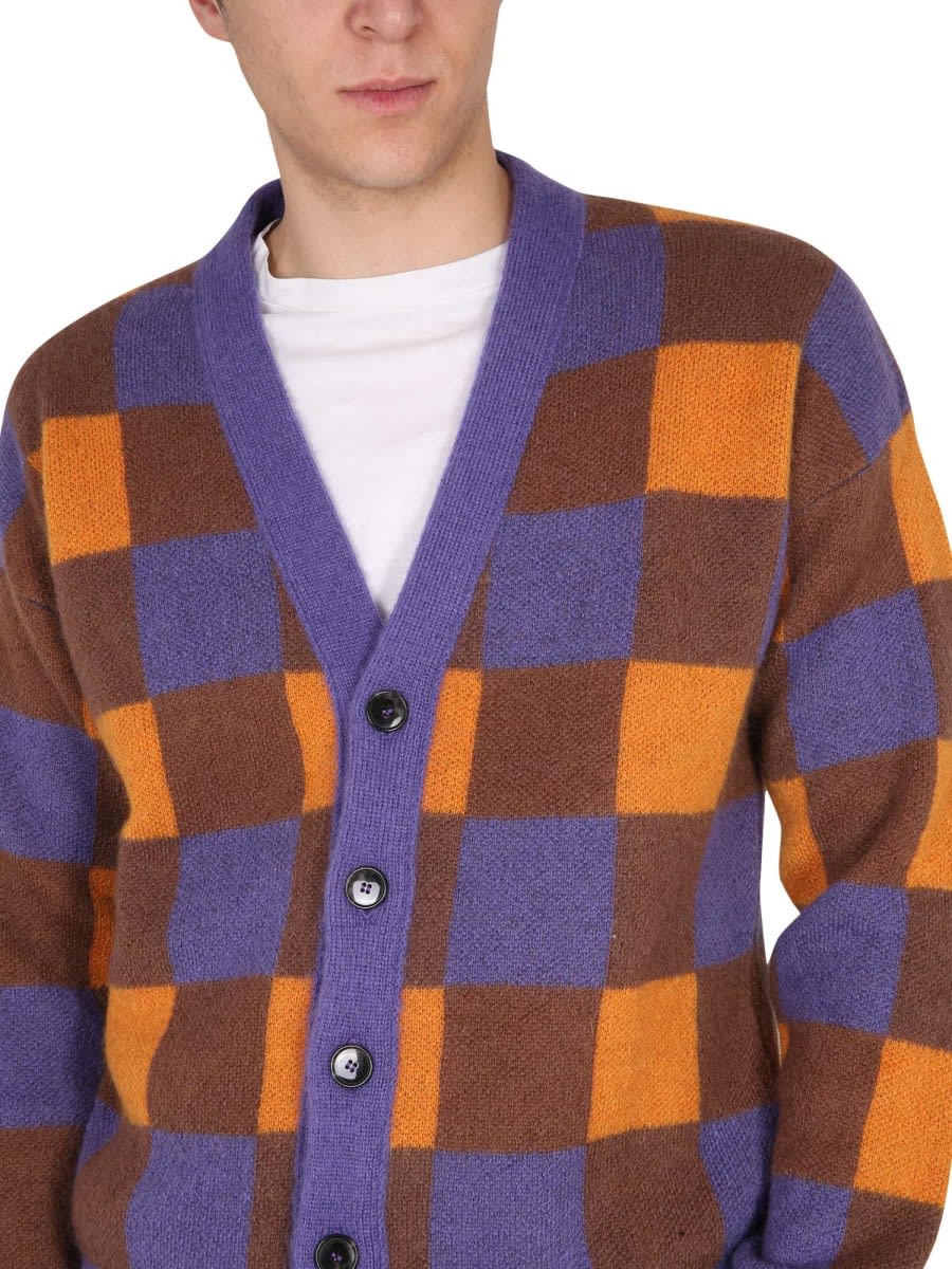 Shop Drôle De Monsieur Check Pattern Cardigan In Multicolour