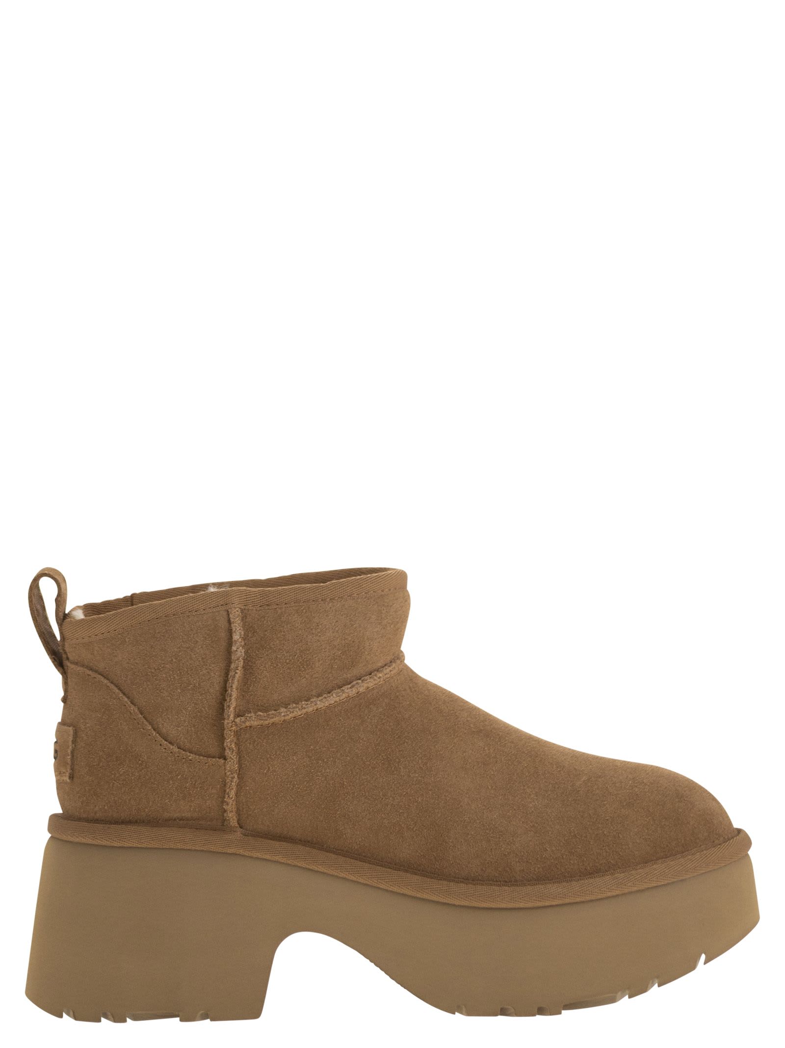 Ugg Chunky Sole Ankle Boots With Luxurious Sheepskin And Elevated Design In Brown