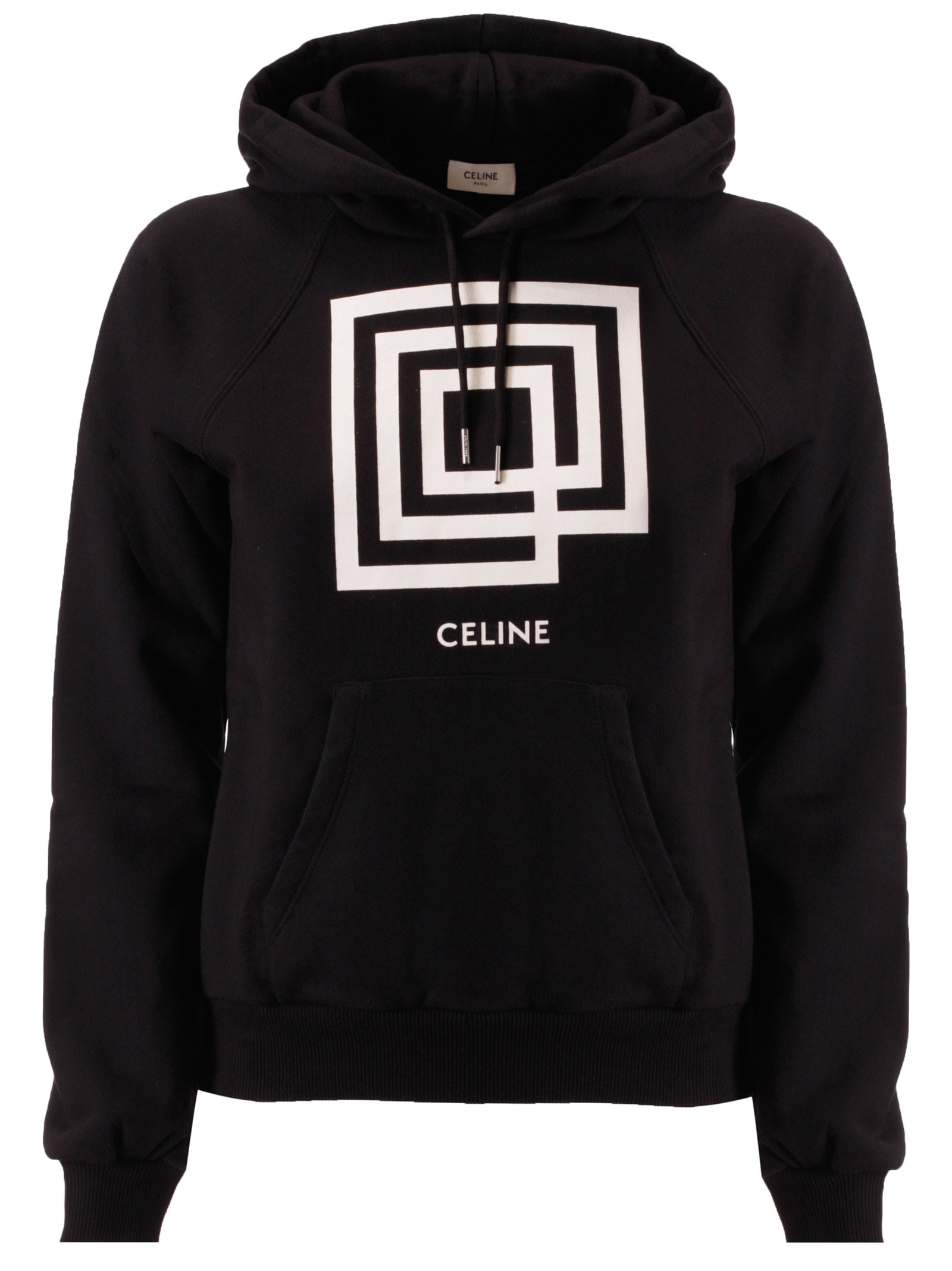 Celine Celine Logo Print Hoodie - Black & white - 11014795 | italist