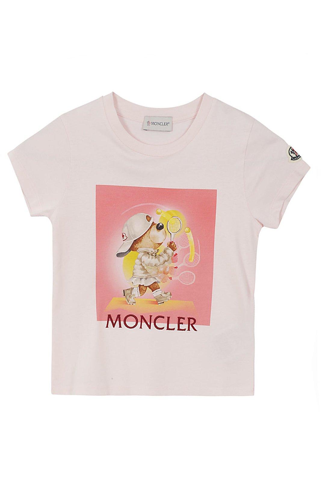 Shop Moncler Graphic-printed Crewneck T-shirt In Red