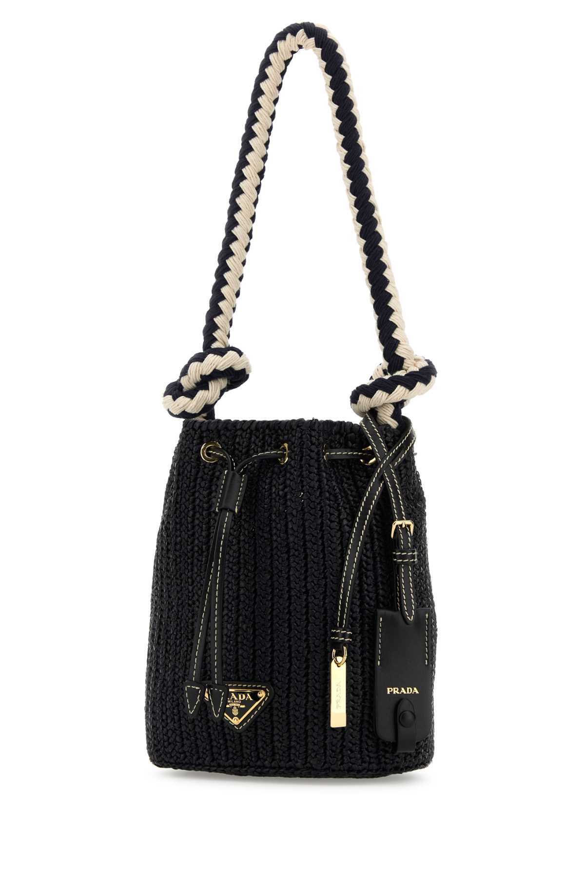 Prada Mini Bucket Bag With Braided Handle And Knitted Texture