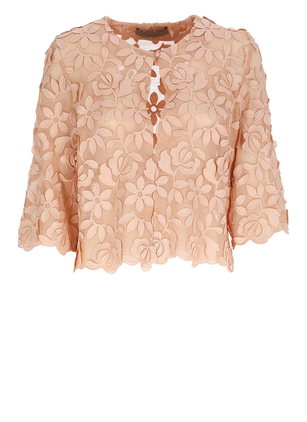 D.exterior Tulle Jacket With Embroidery In Pink