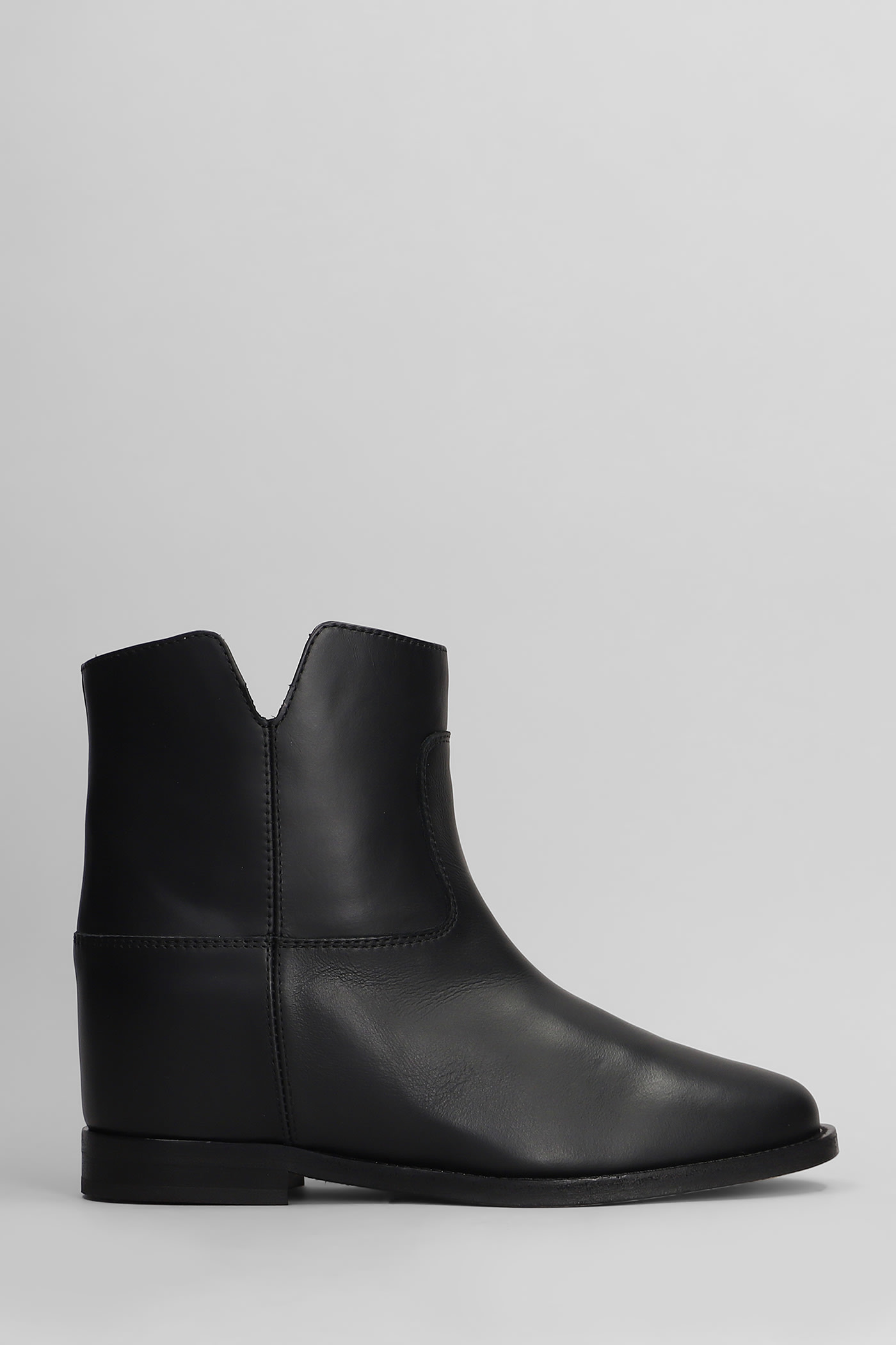 Ankle Boots Inside Wedge In Black Leather