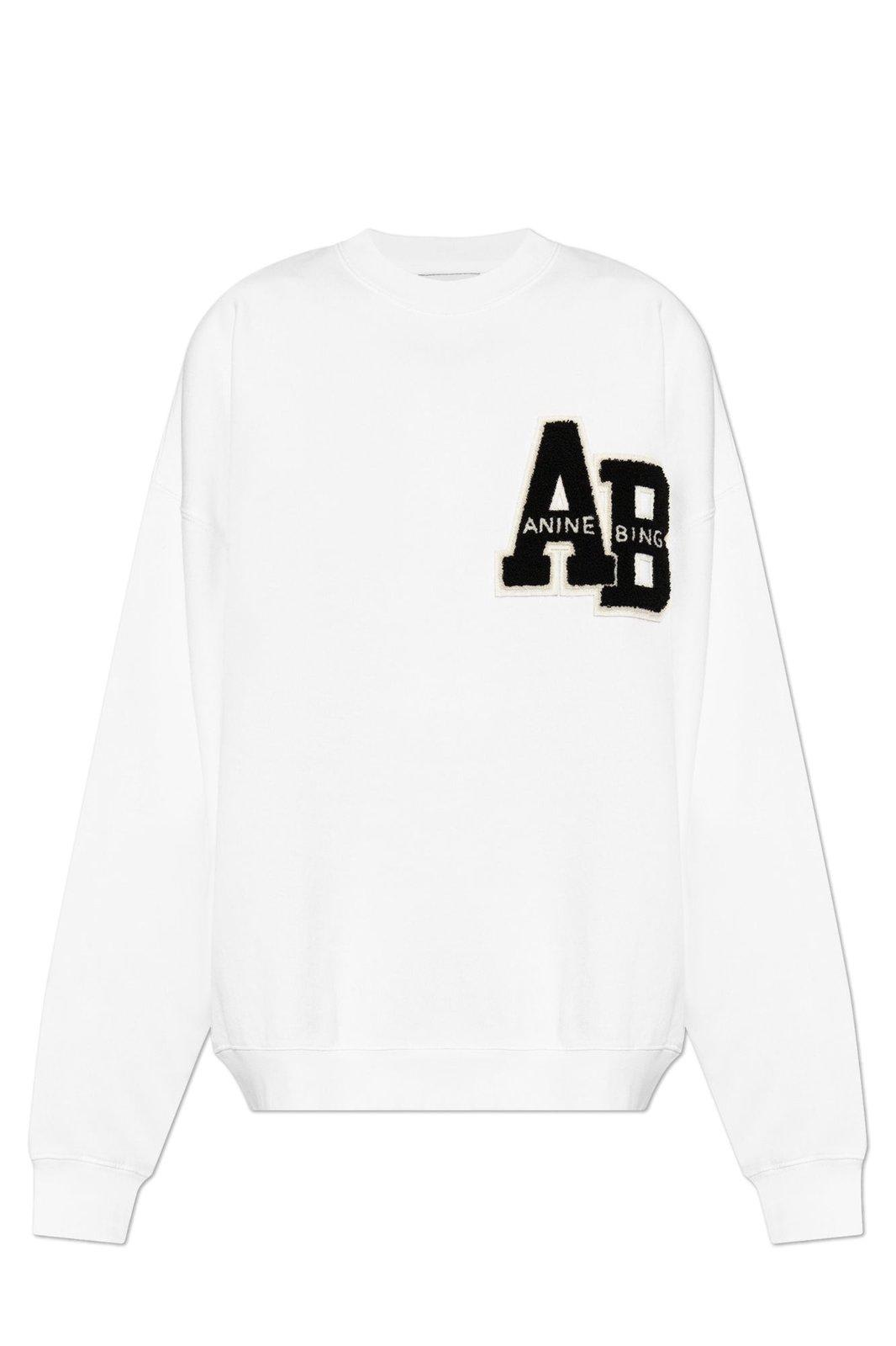 Anine Bing Miles Logo-patch Cotton Sweatshirt In White