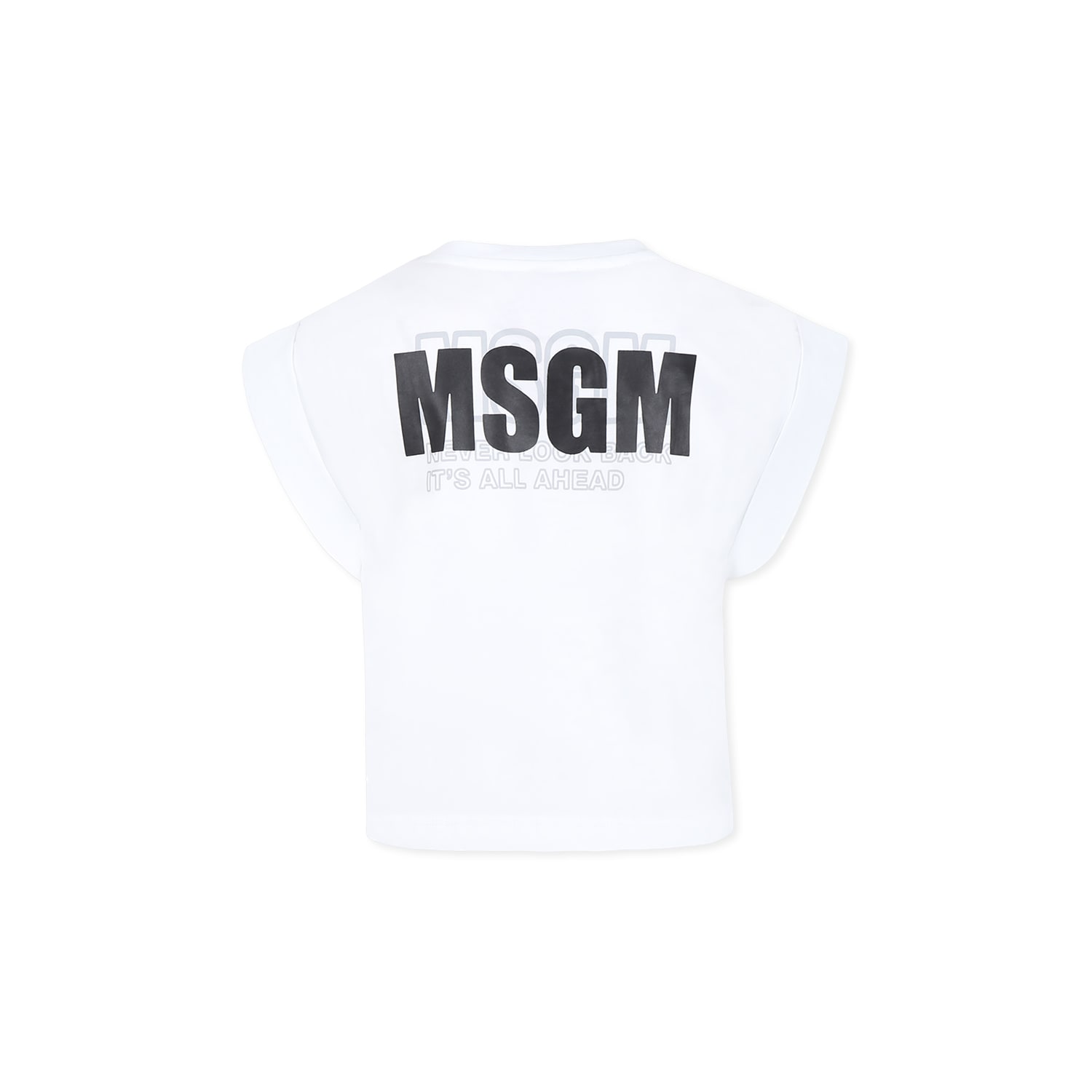 Shop Msgm White T-shirt For Girl With Logo