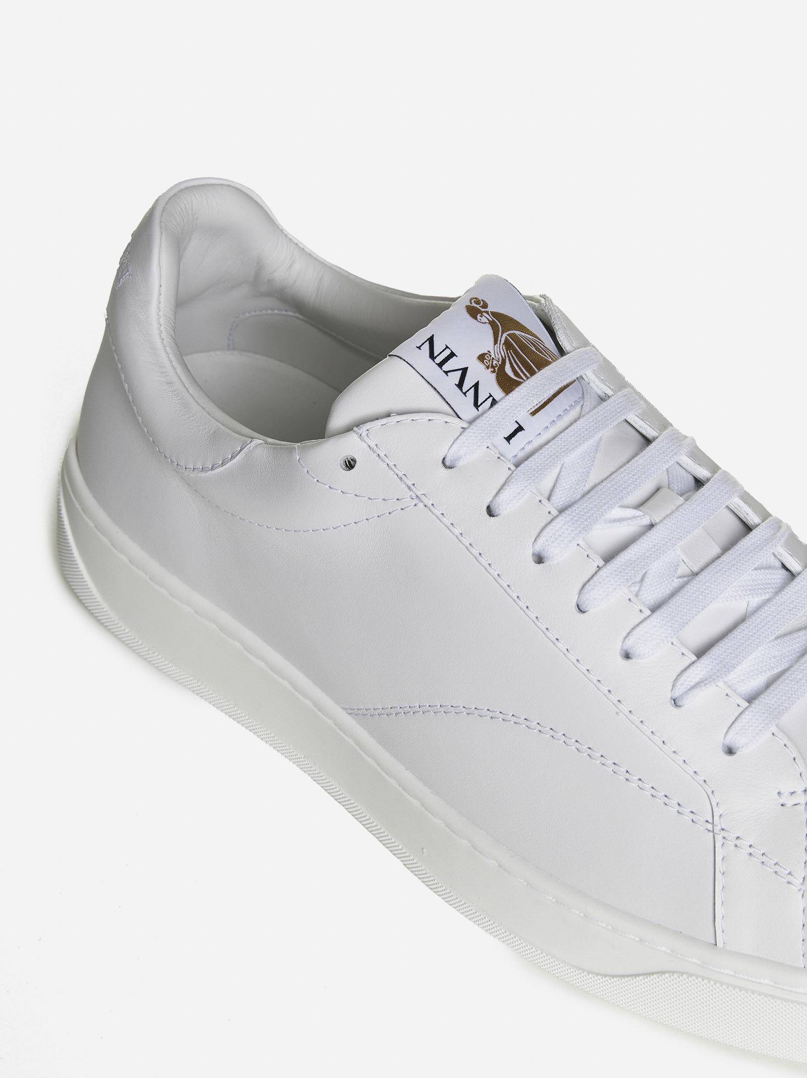 Shop Lanvin Ddb0 Leather Sneakers In White/white