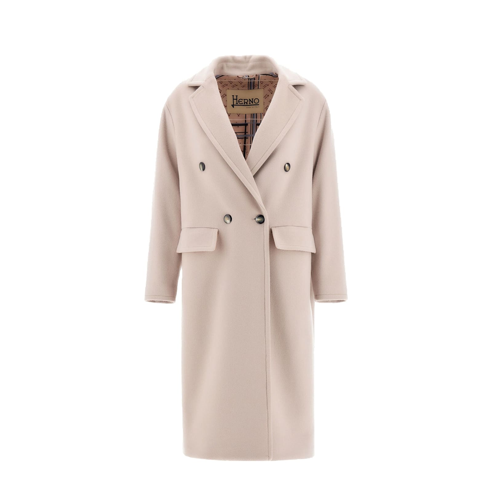 Herno Double-breasted Wool Coat With Sophisticated Lapel In Neutral