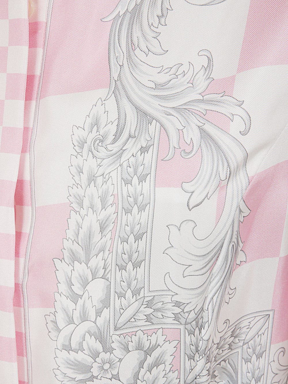 Shop Versace Printed Silk Twill Dress In Pastel Pink White Silver