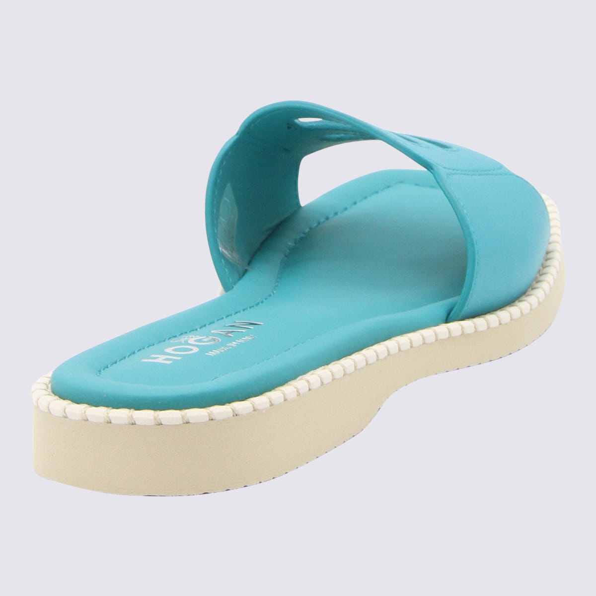 Turquoise Leather H638 Flat Sandals