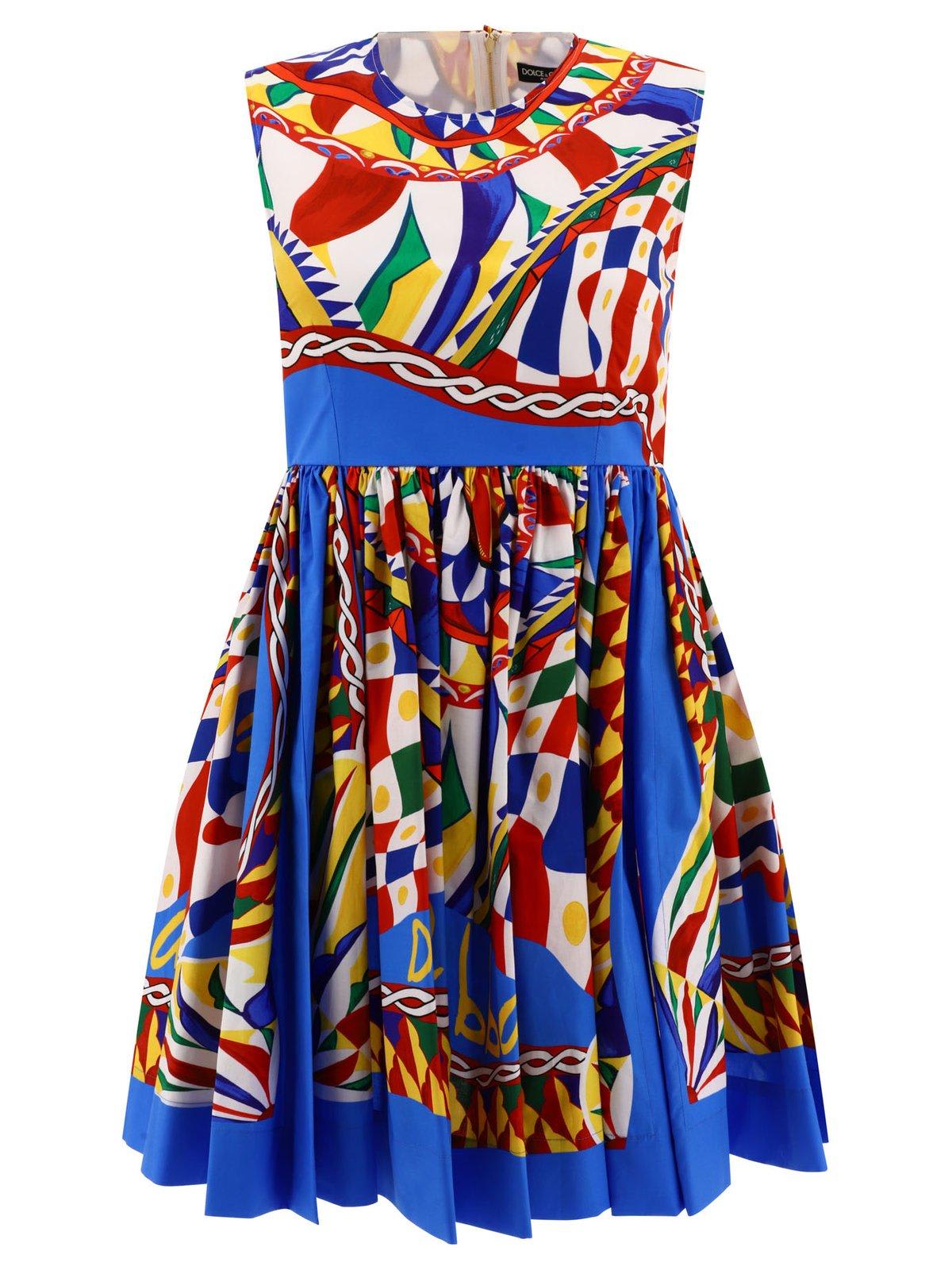 Carretto Printed Sleeveless Mini Dress