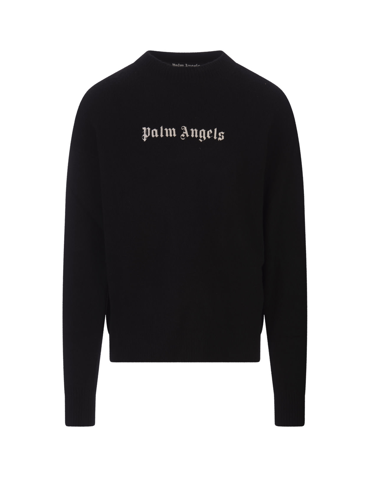 Shop Palm Angels Black  Sweater With Contrast Logo