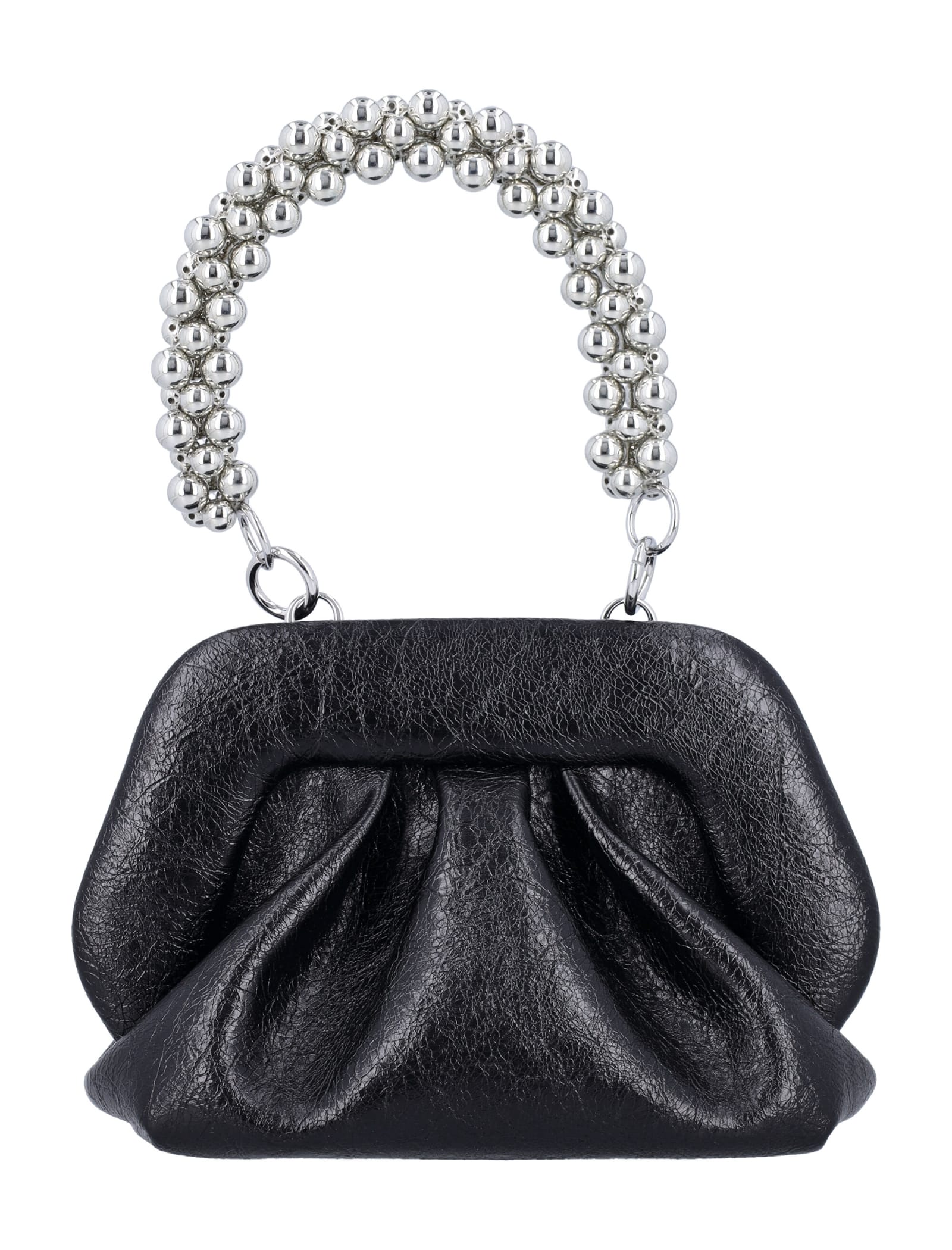 Shop Themoirè Handle Beads Gea Clutch In Black