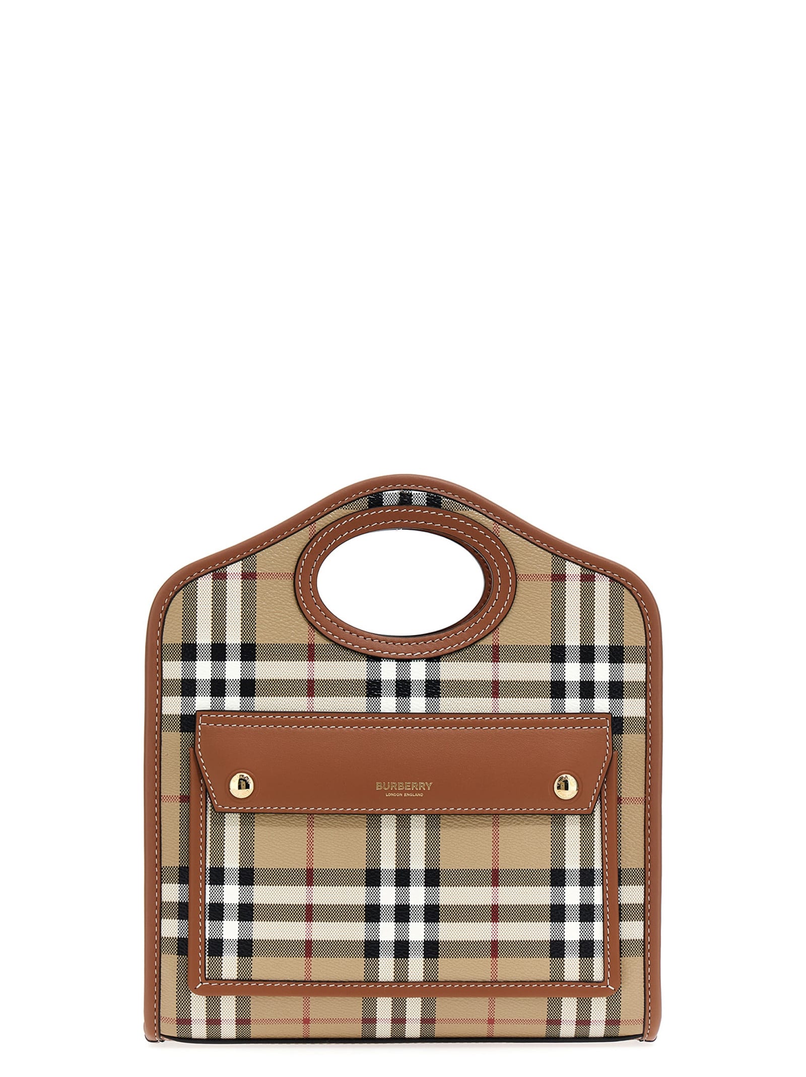 Shop Burberry Pocket Mini Handbag In Brown