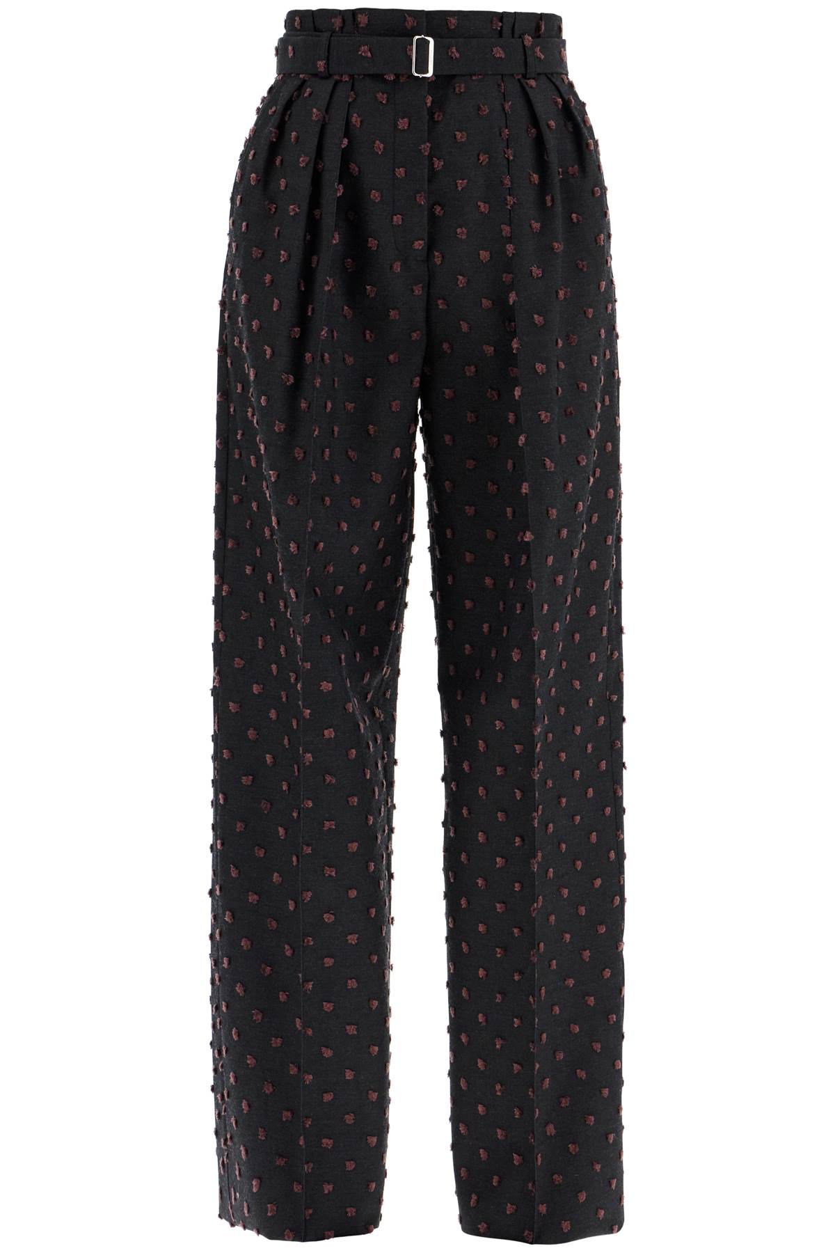 Shop Lanvin Wide Plumetis Trousers In Gris/marron Foncé (grey)