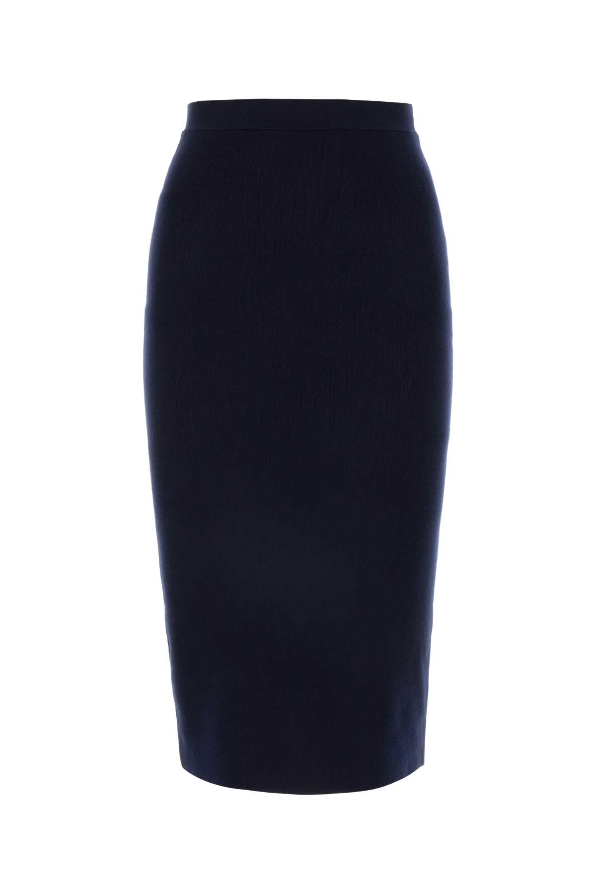 Shop Bottega Veneta Dark Blue Cashmere Blend Skirt In Navy