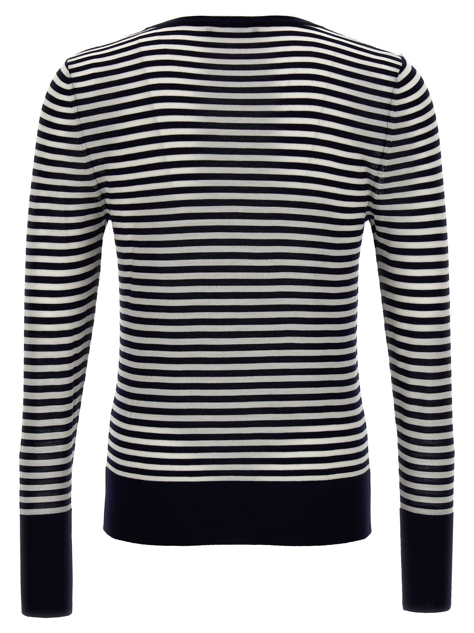 Shop Dolce & Gabbana Striped Sweater In Bianco Blu (white)