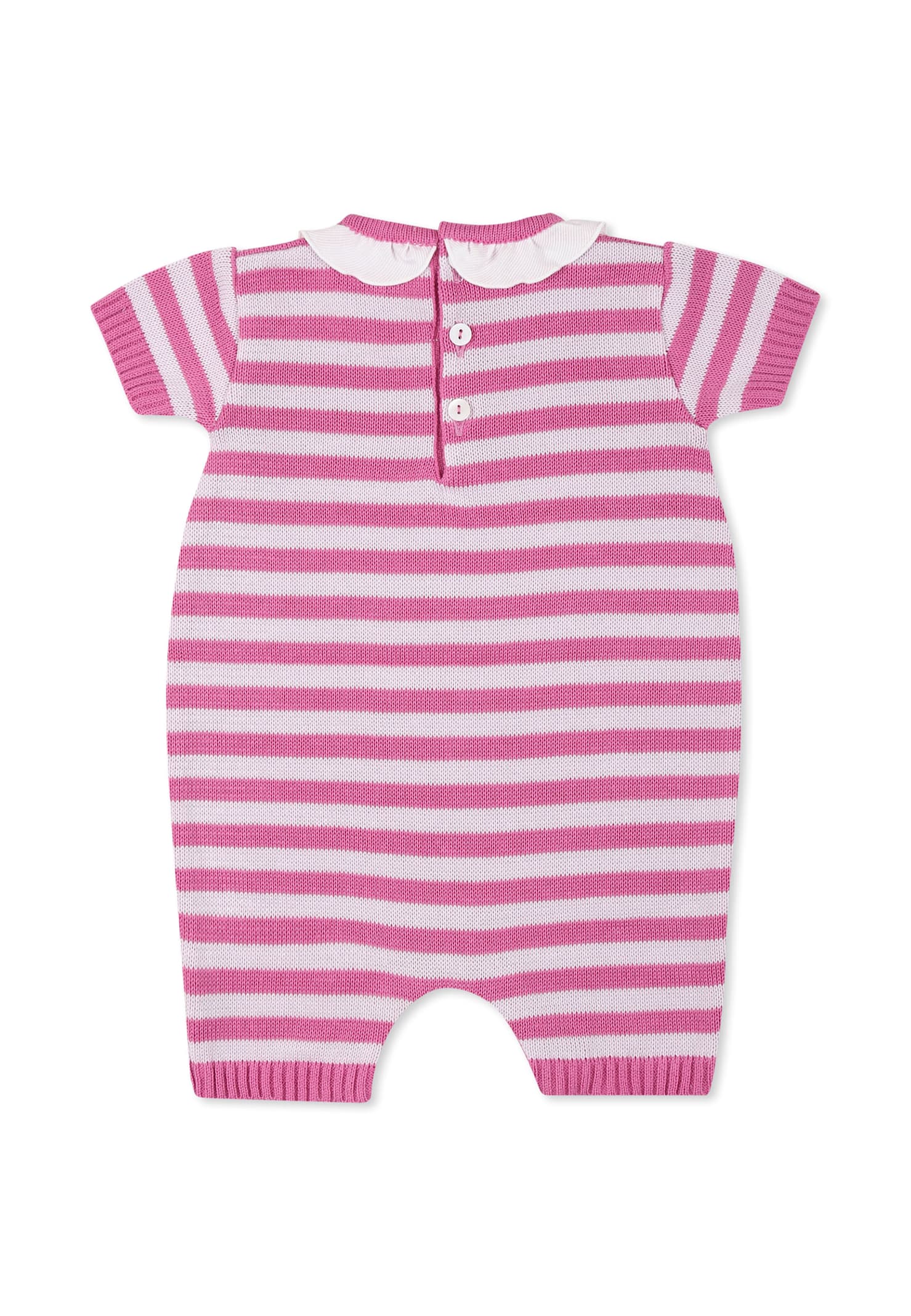 Little Bear Fuchsia Romper For Baby Girl In Fuchsia