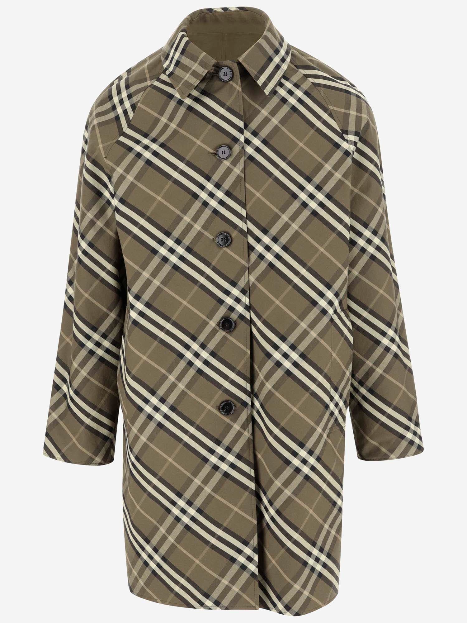 Shop Burberry Cotton Gabardine Coat With Check Pattern In Red