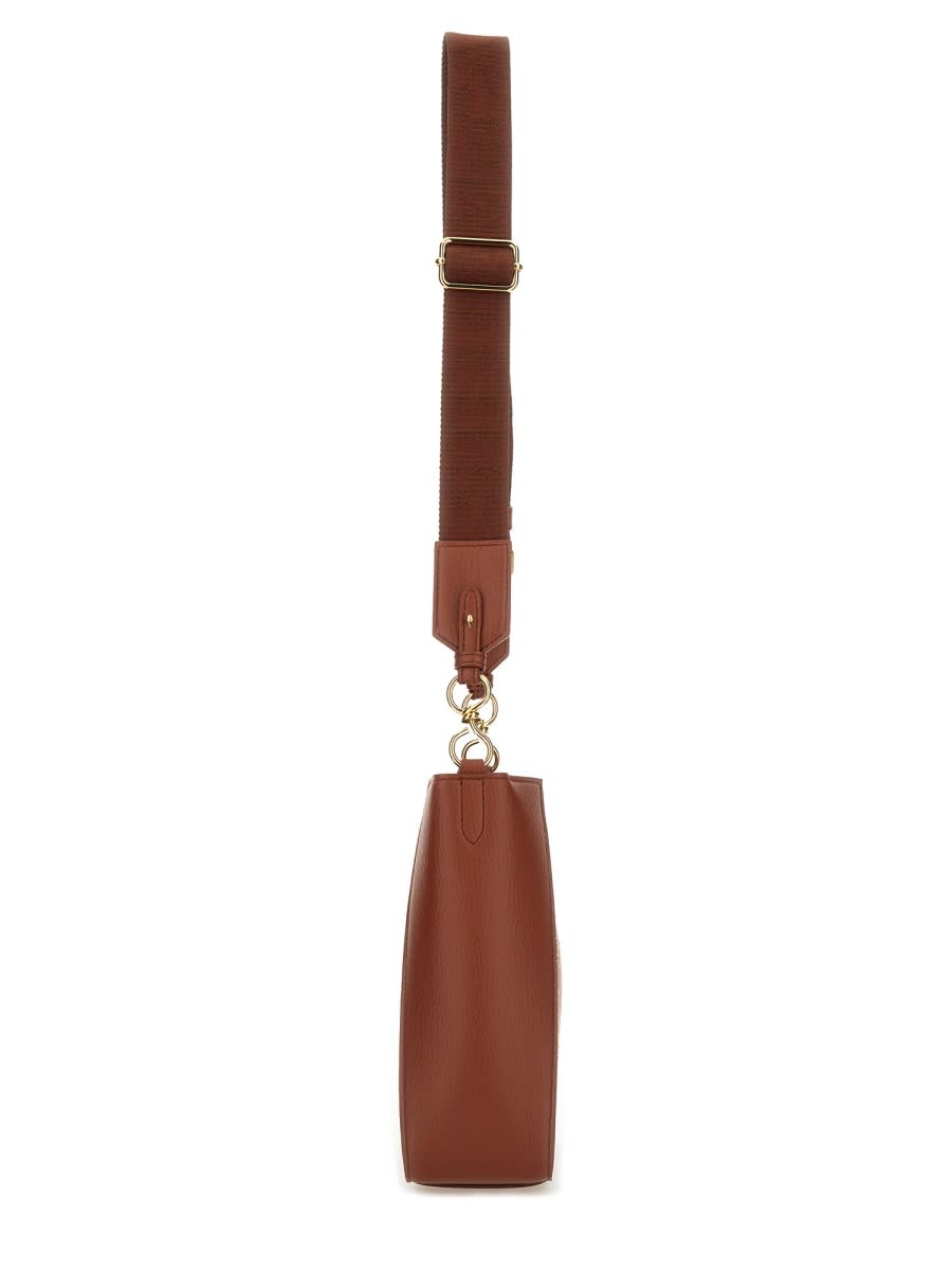 Stella Mccartney Logo Shoulder Bag With Hardware And Handle In Brown