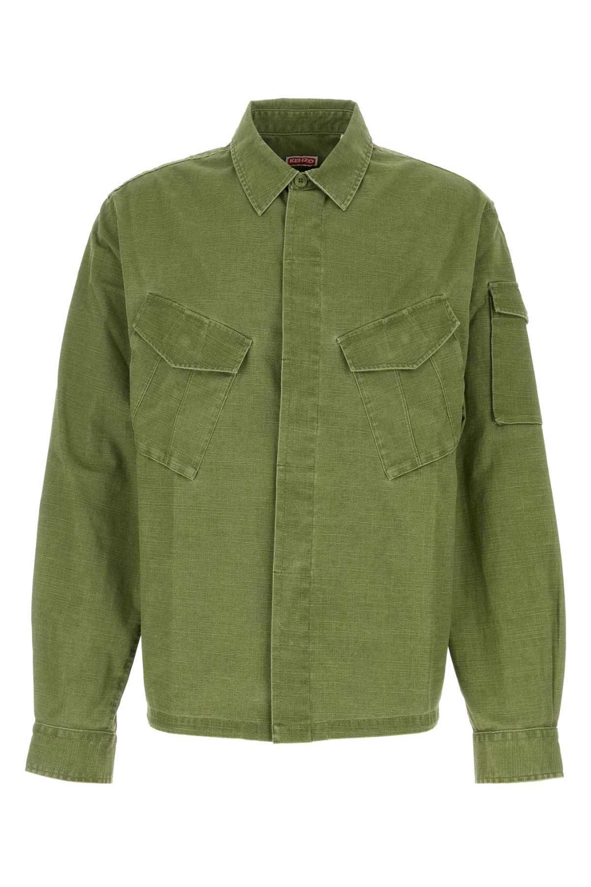 Kenzo Camicia Oversize In Cotone Verde Uomo