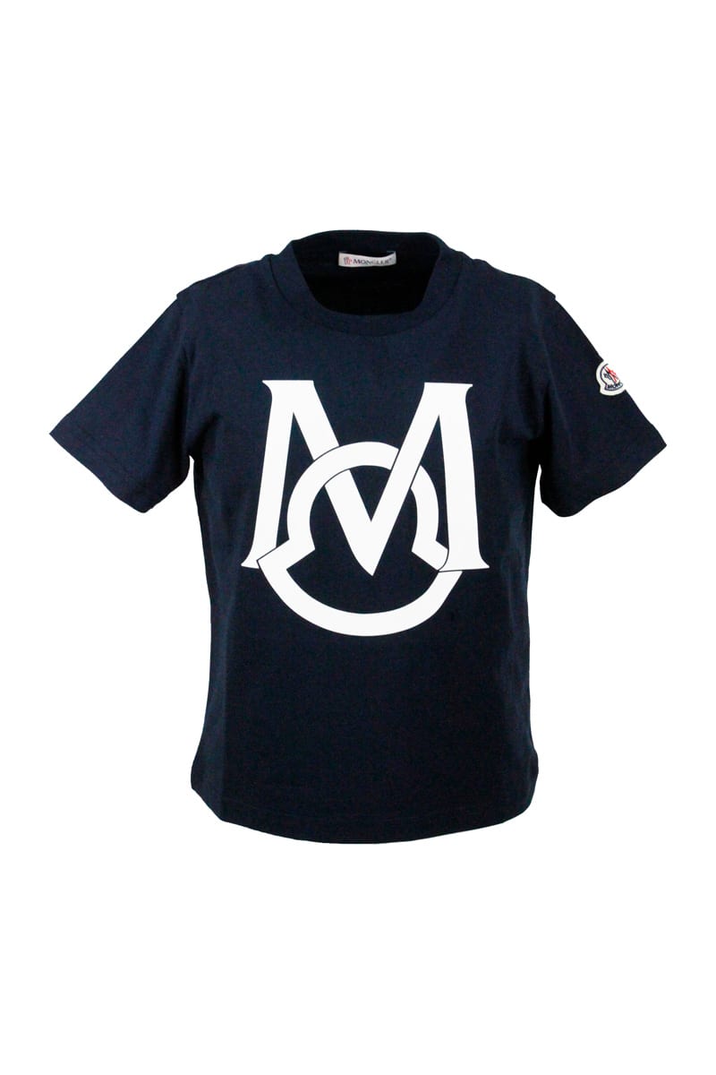 Moncler Short Sleeve Crew Neck T-shirt With Logo On The Chest