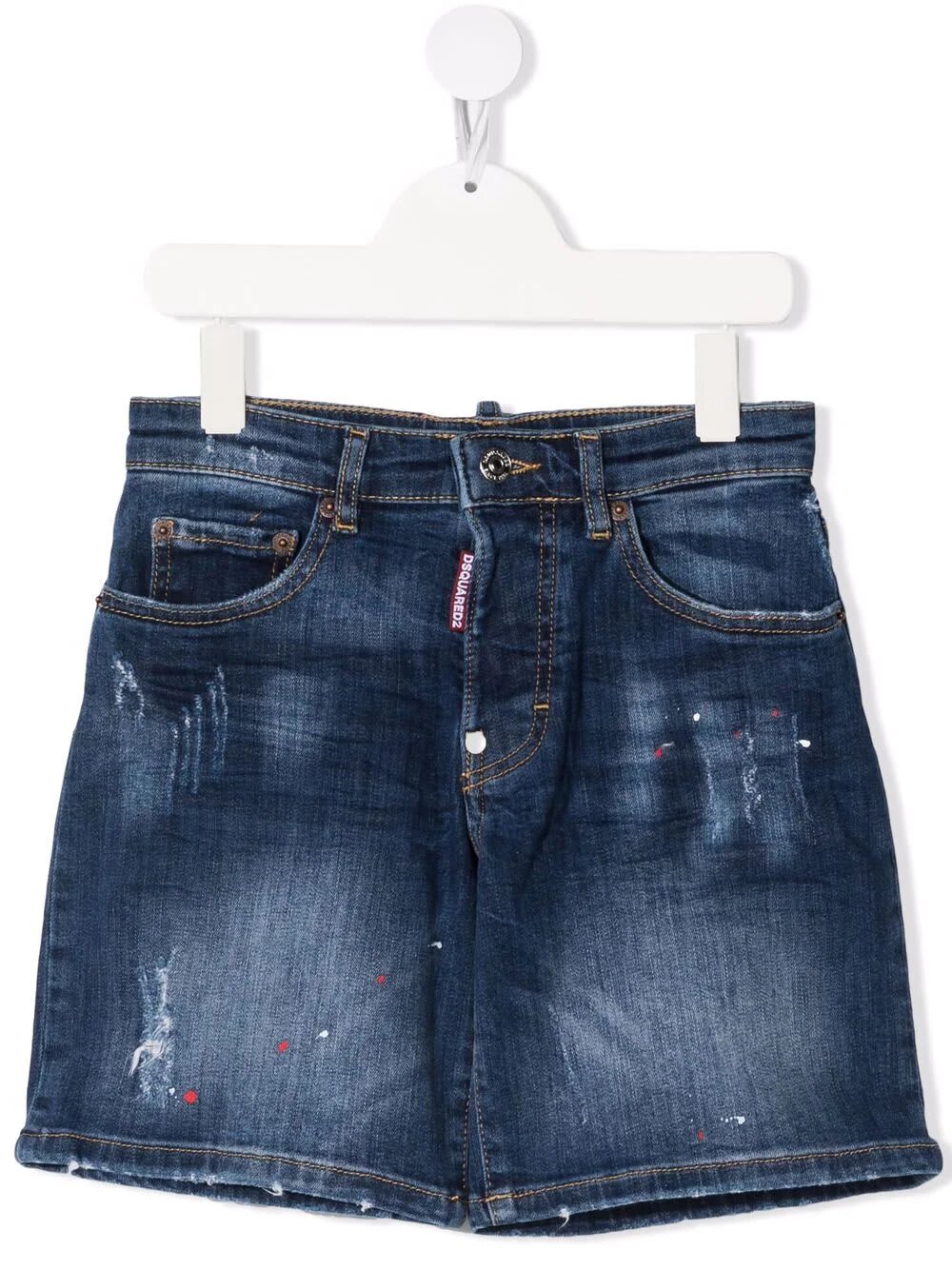 DSQUARED2 KIDS BLUE DENIM SHORTS WITH DSQ2 BROTHERS PATCH