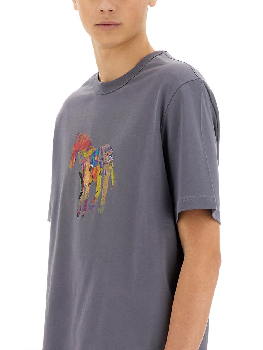 Shop Ps By Paul Smith Zebra T-shirt In Grey