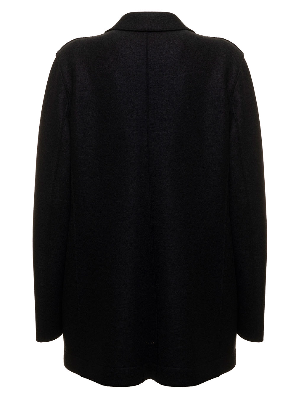 Shop Harris Wharf London Black Peacoat In Fine Virgin Wool Knirt Woman