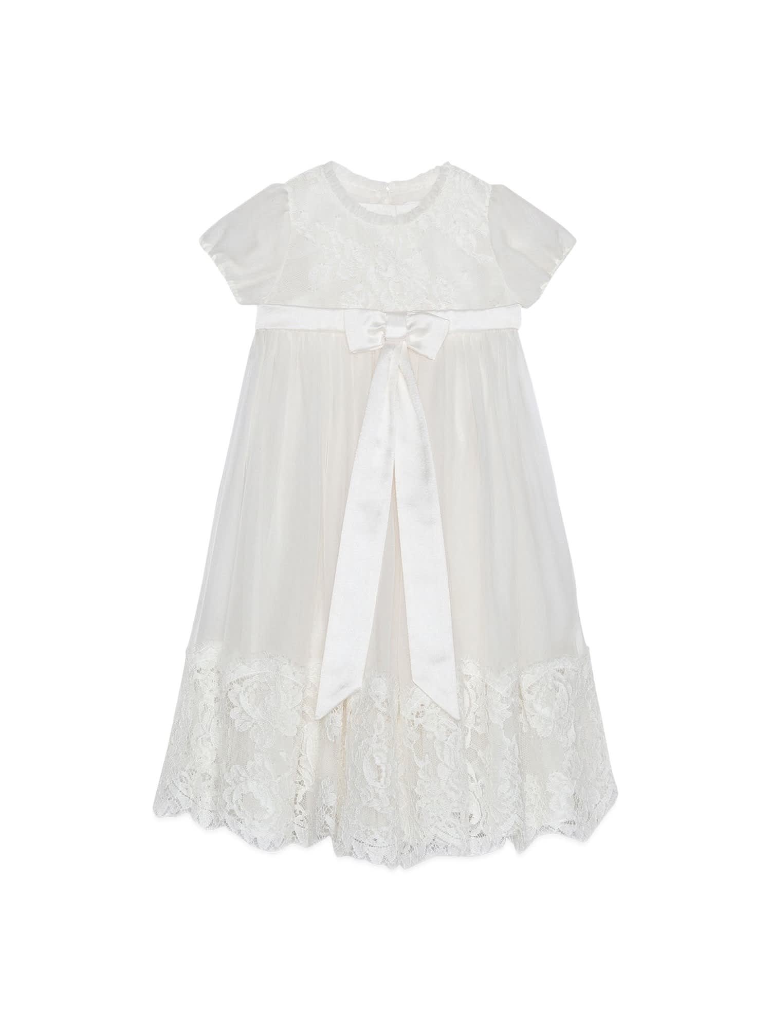 DOLCE & GABBANA M/C BAPTISM DRESS BOW AND EMBROIDERY