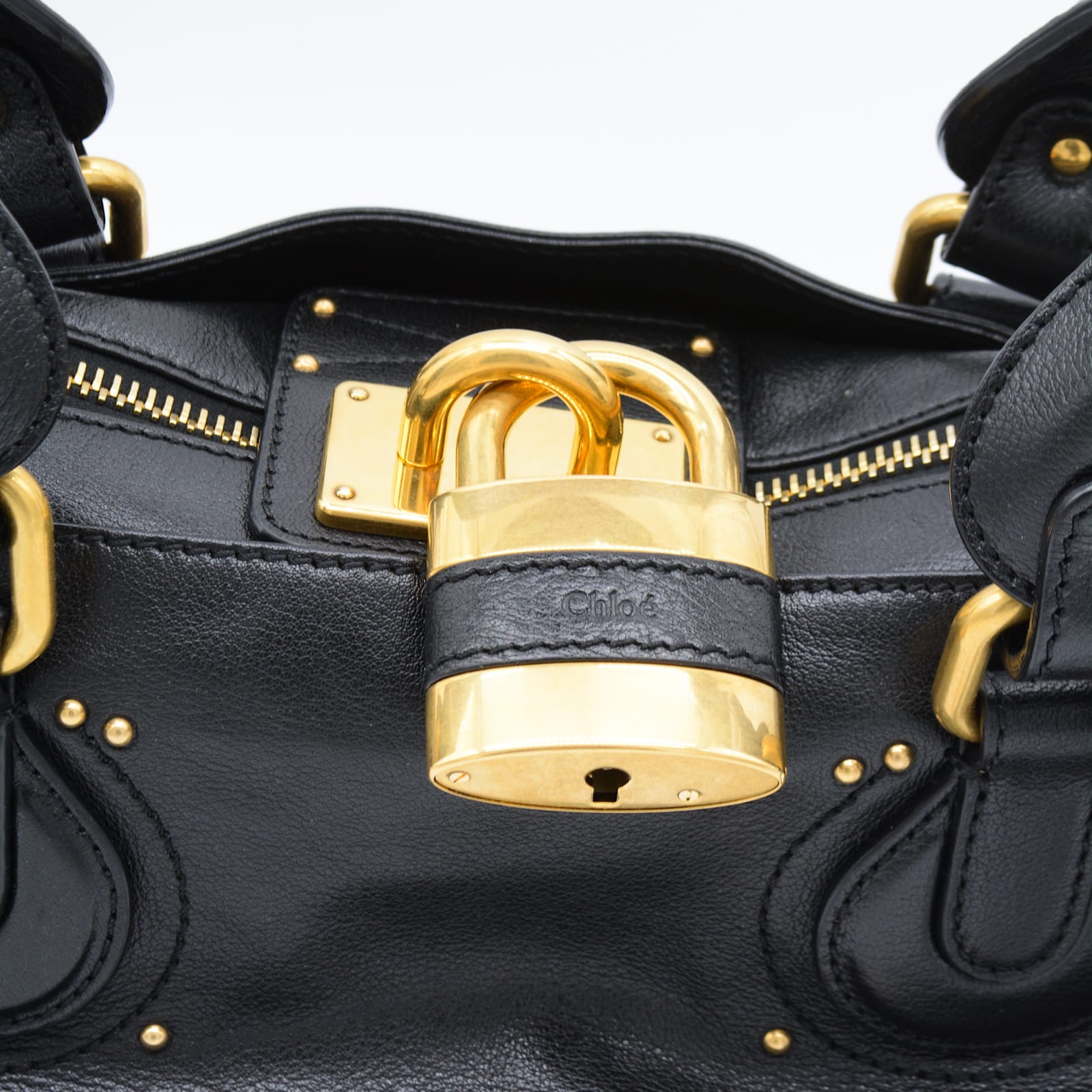 Chloé Womens Paddington Padlock Leather Shoulder Bag Kohl Brown In Black