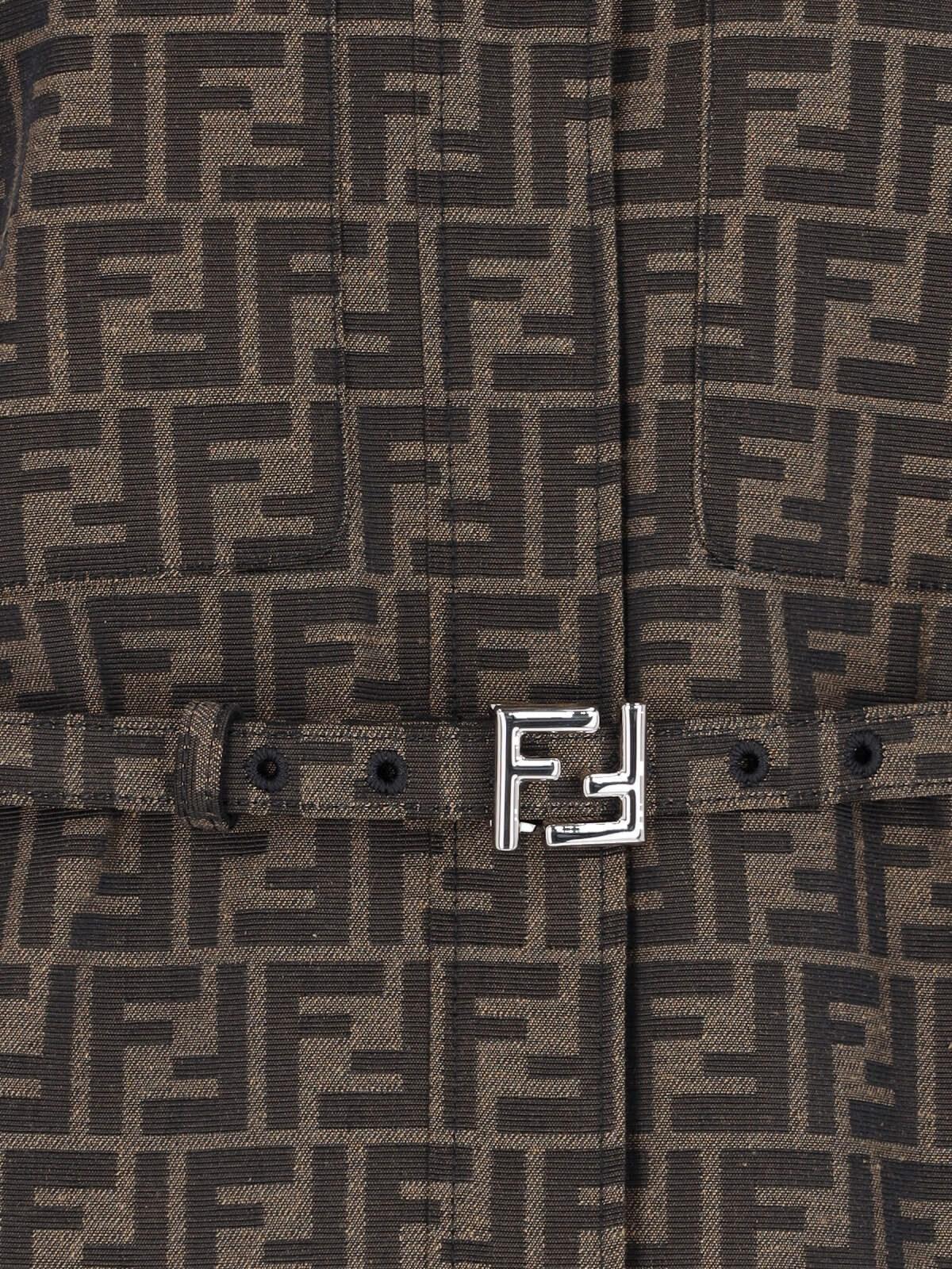 Shop Fendi Belt Detail Jacket In Brown