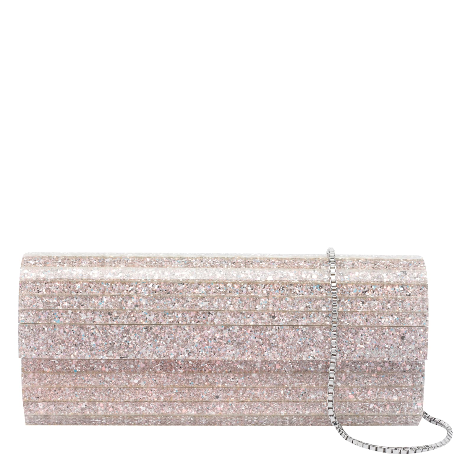 Jimmy Choo Glitter Rectangular Shoulder Bag With Removable Chain In Pink
