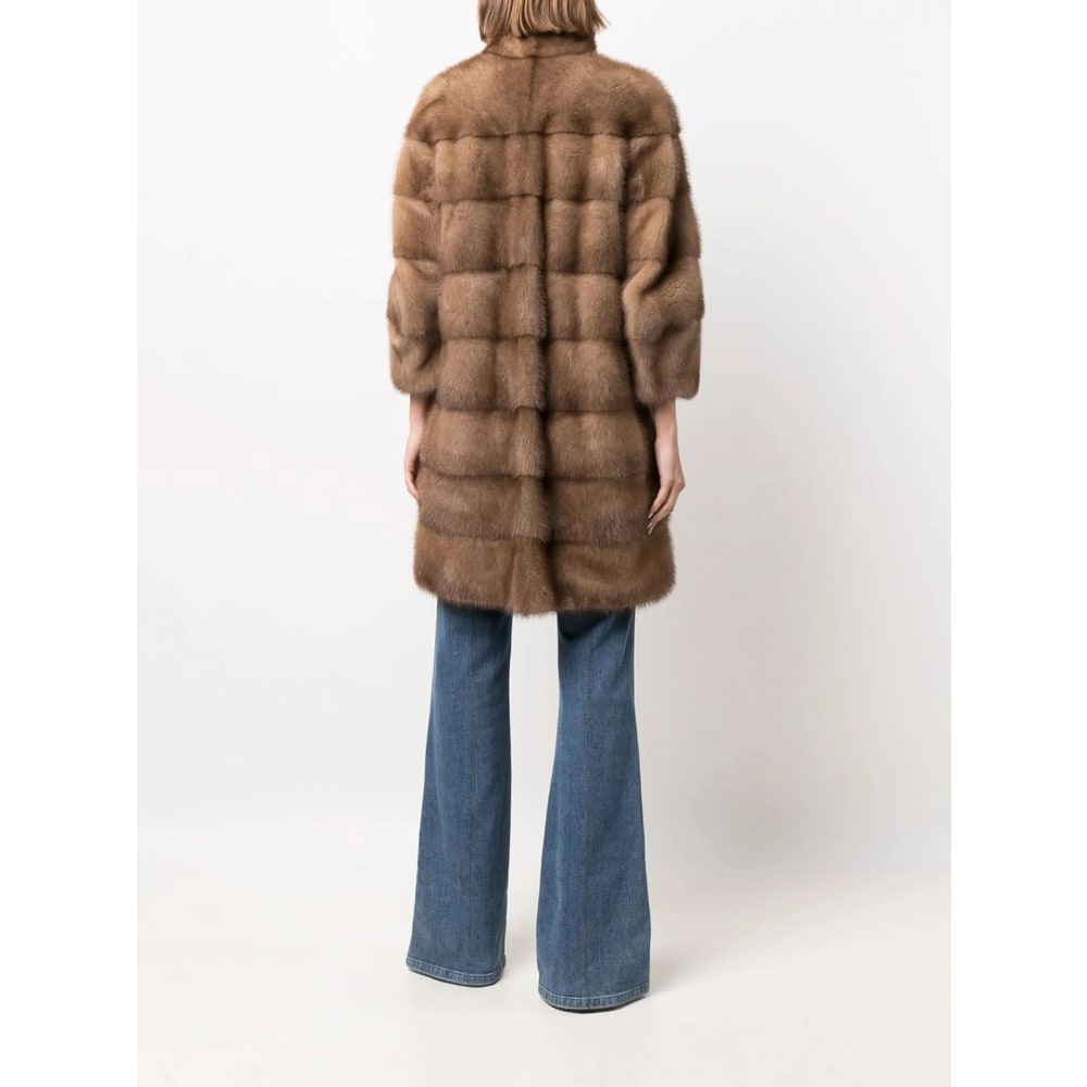 Blancha Leather Outerwear In Brown