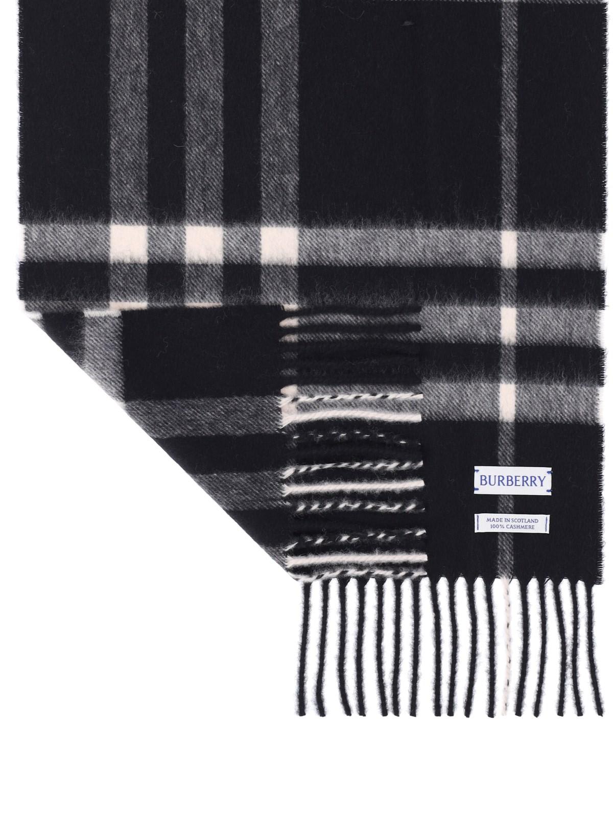 Shop Burberry Check Scarf In Black Calico