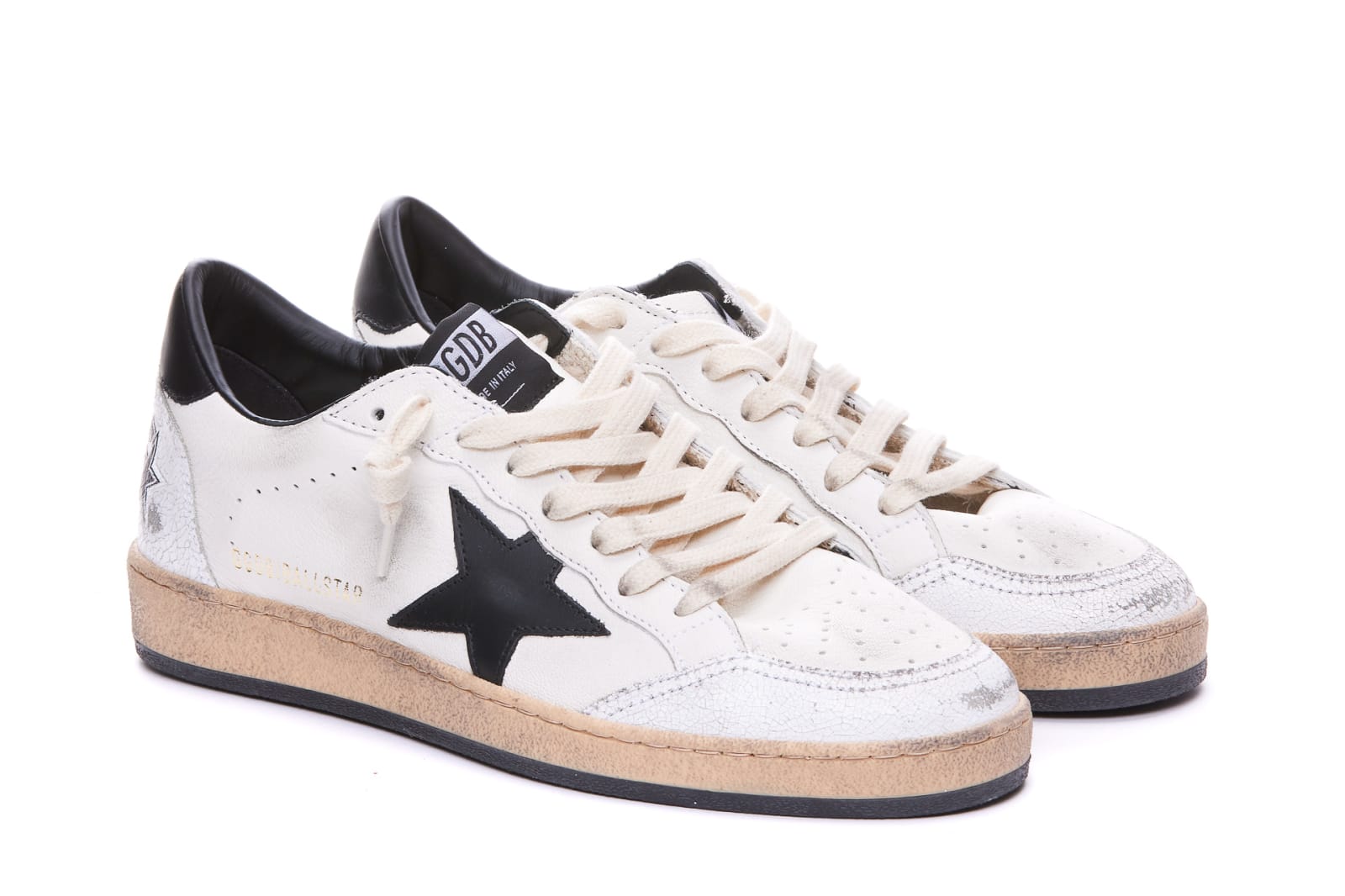 Shop Golden Goose Ball Star Sneakers In White/black