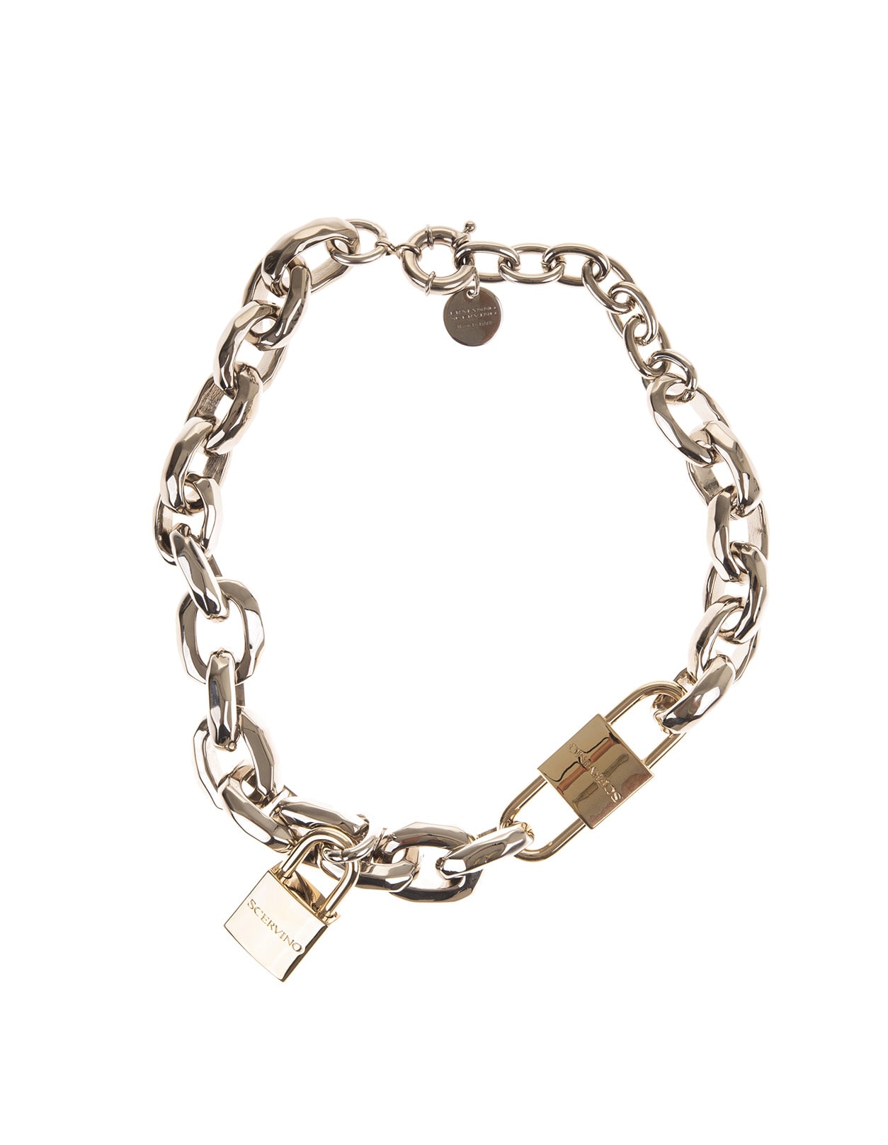 Ermanno Scervino Chain Necklace With Logoed Padlocks