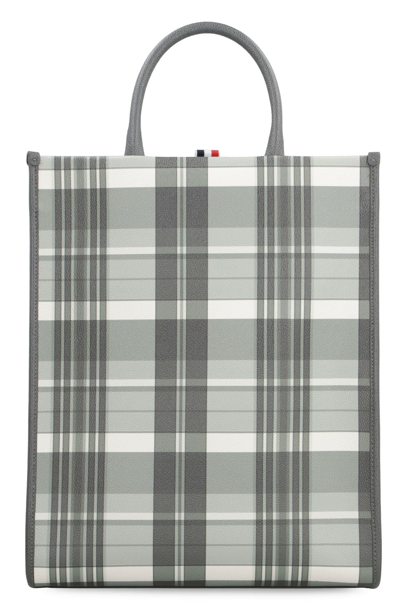 Thom Browne Vertical Leather Tote In Grey