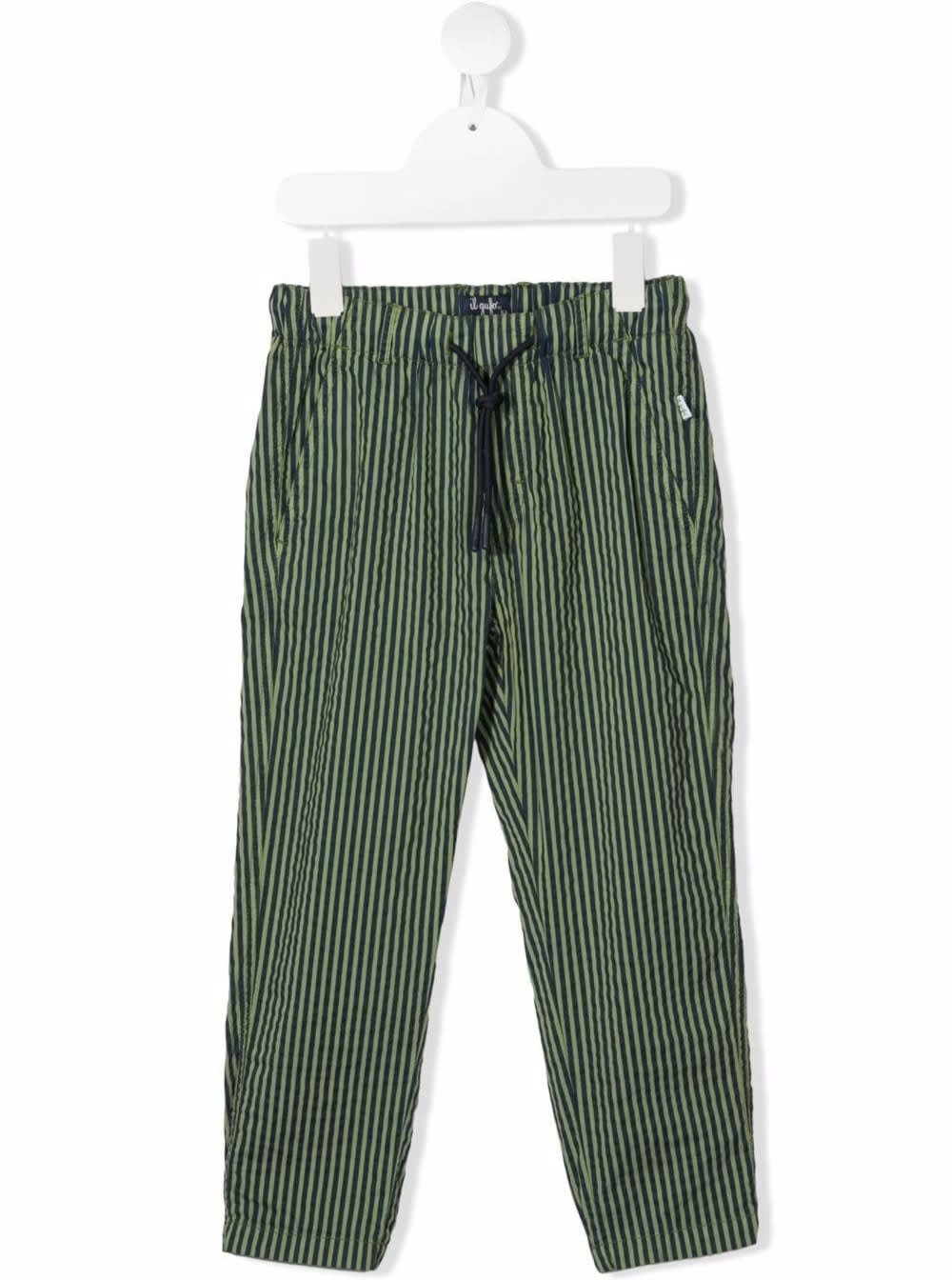 Il Gufo Boy Blend Cotton Green Stripes Trousers