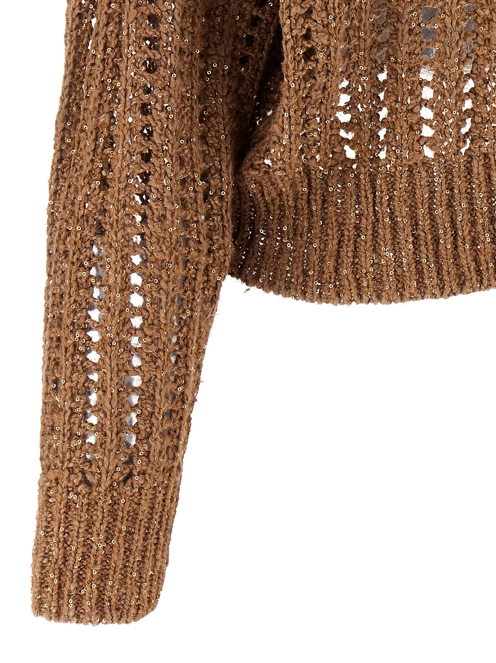 Brunello Cucinelli Rustic Dazzling Net Sweater In Red