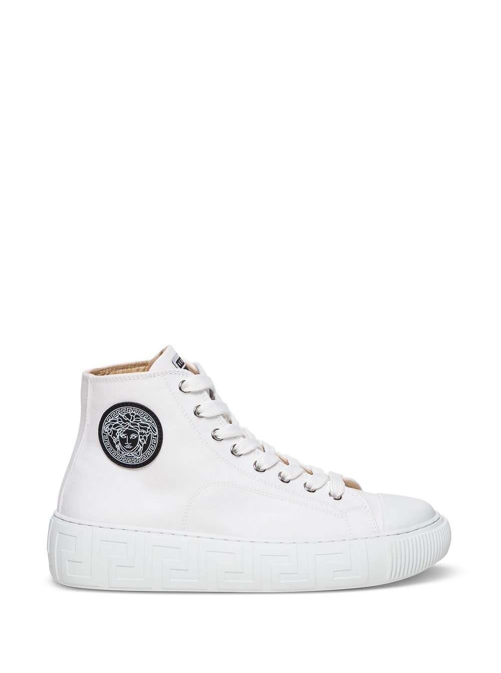 Versace GRECA SNEAKERS IN WHITE CANVAS WITH LOGO