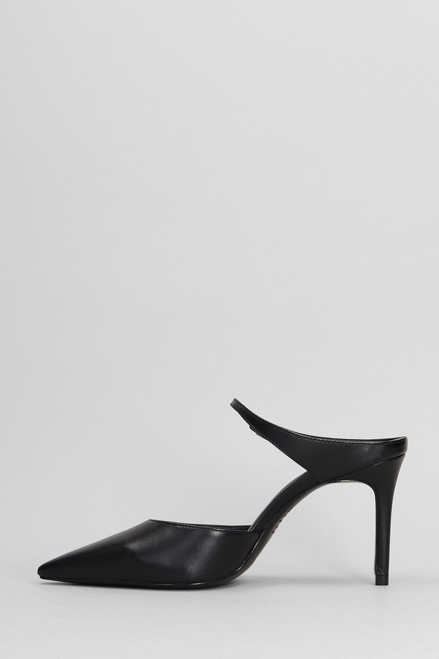SCHUTZ LAURA MULE SLIPPER-MULE IN BLACK LEATHER