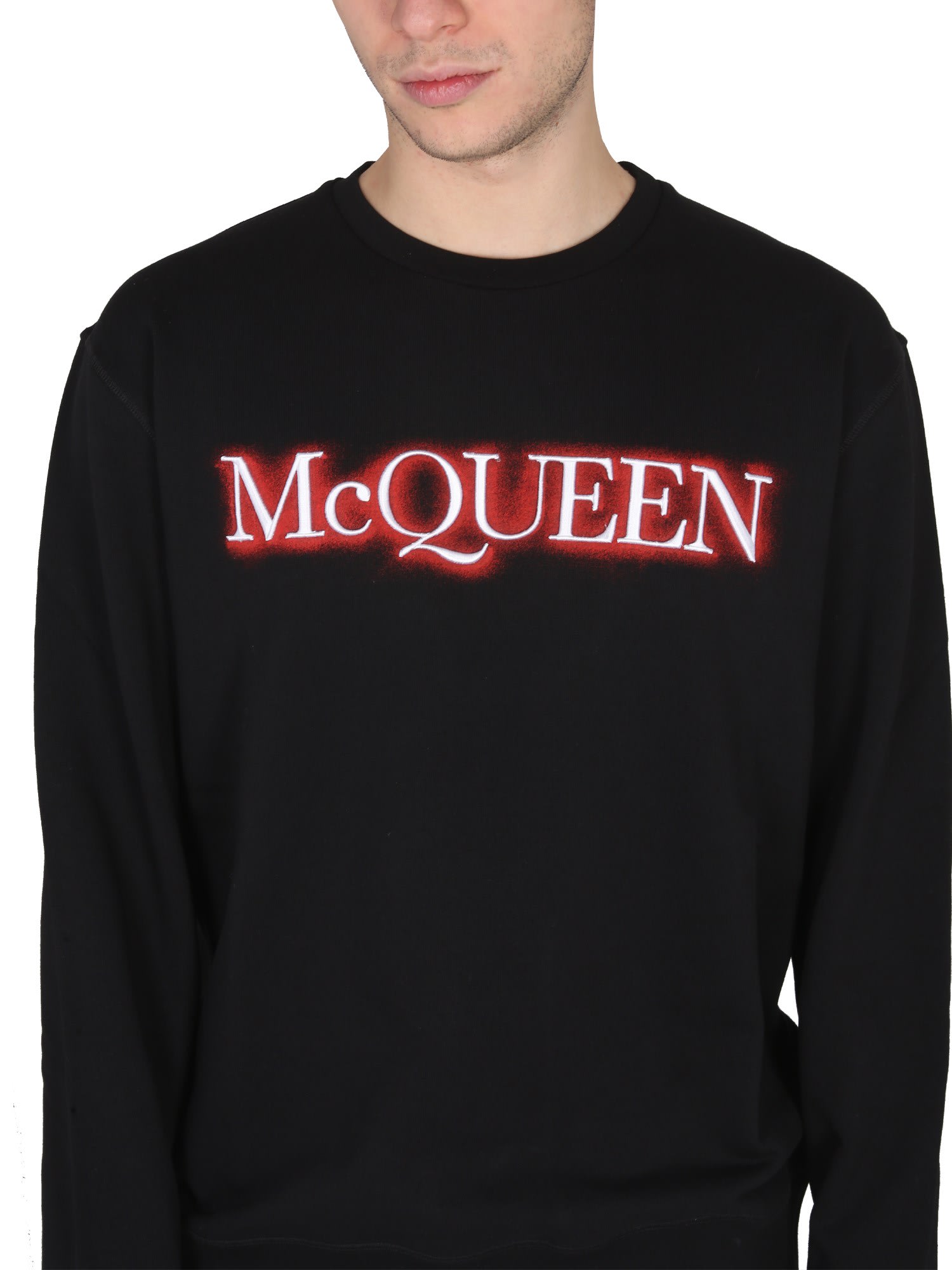 Alexander Mcqueen Spray Effect Logo Sweatshirt In Black