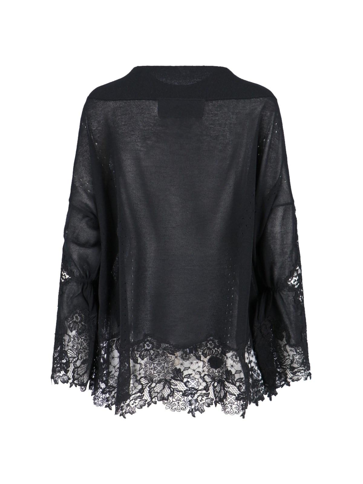 Shop Ermanno Scervino Lace Detail Sweater In Black