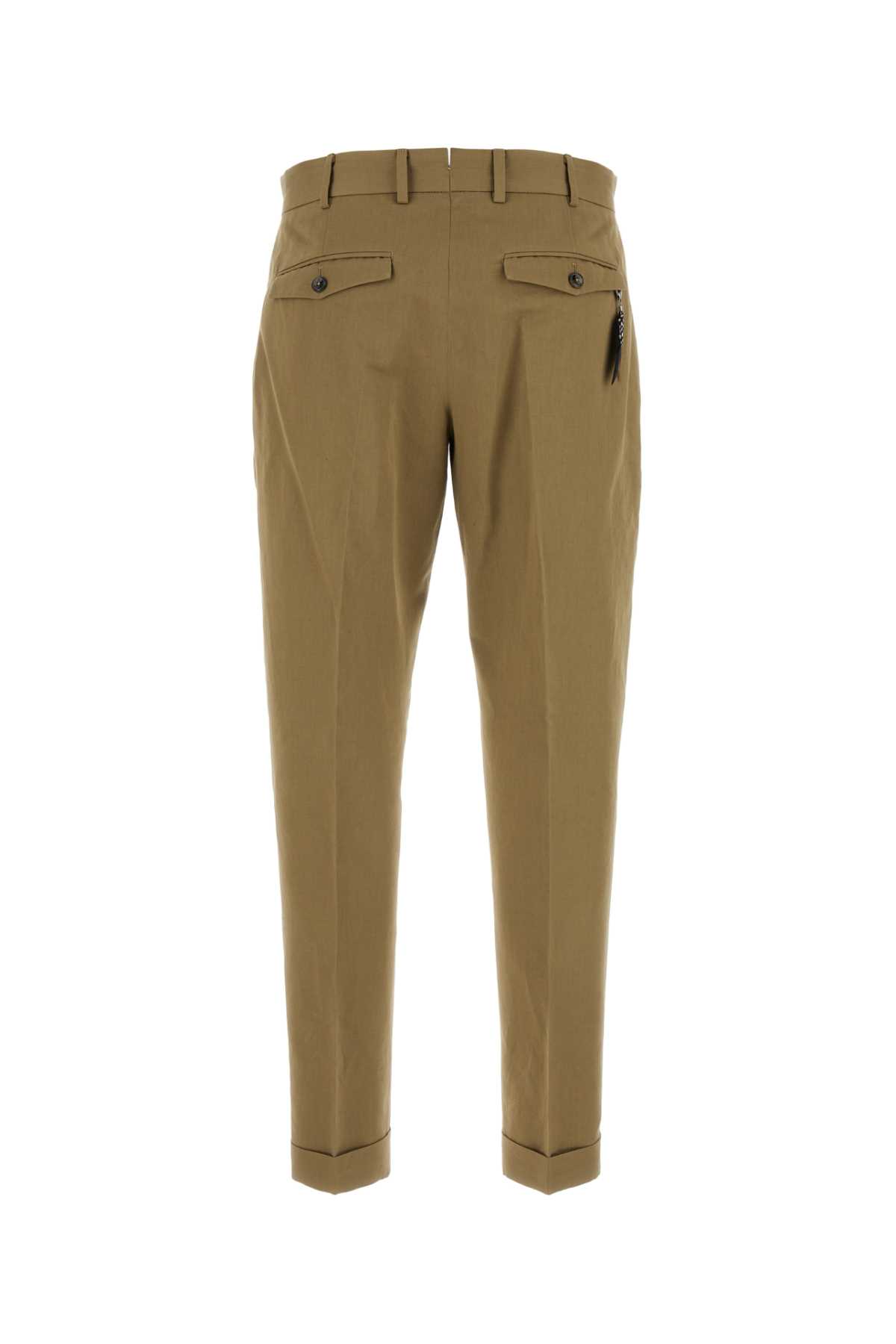 Pt01 Cappuccino Stretch Cotton Pant In Beige