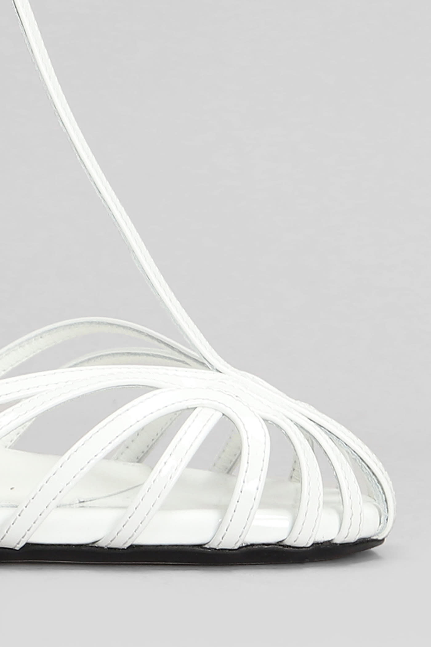 Alevì Ally 095 Sandals In White Patent Leather In White